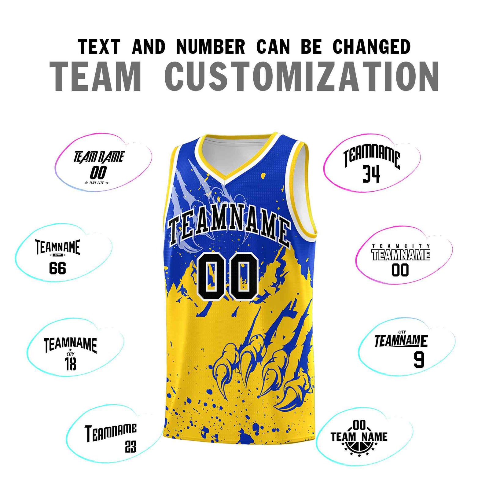 Custom Royal Gold Snow Mountain Beast Pattern Sports Uniform Basketball Jersey