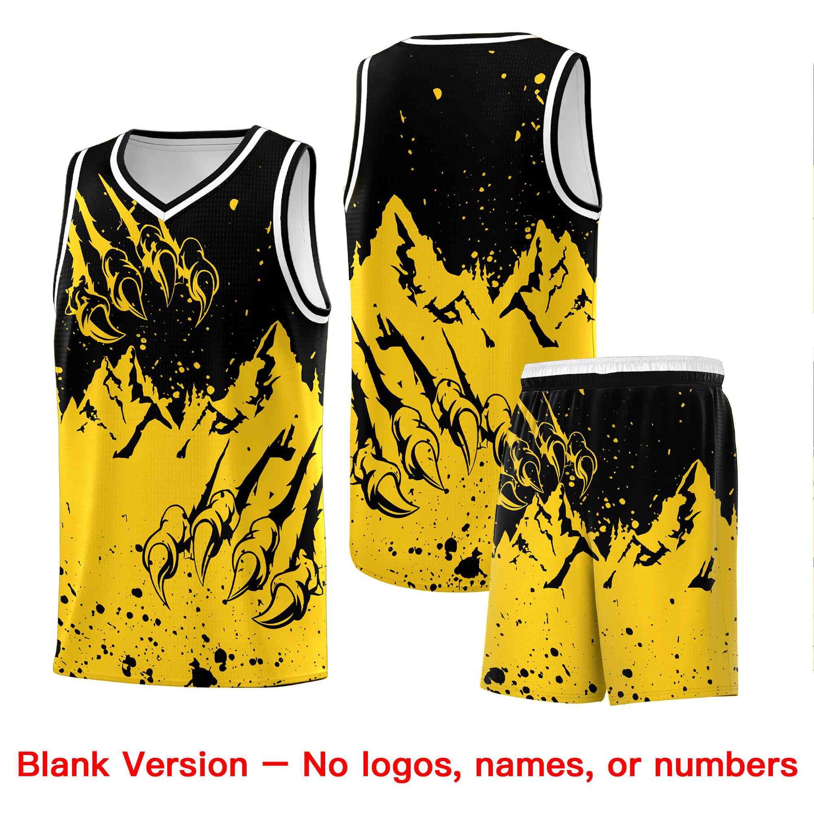 Custom Black Gold Snow Mountain Beast Pattern Sports Uniform Basketball Jersey