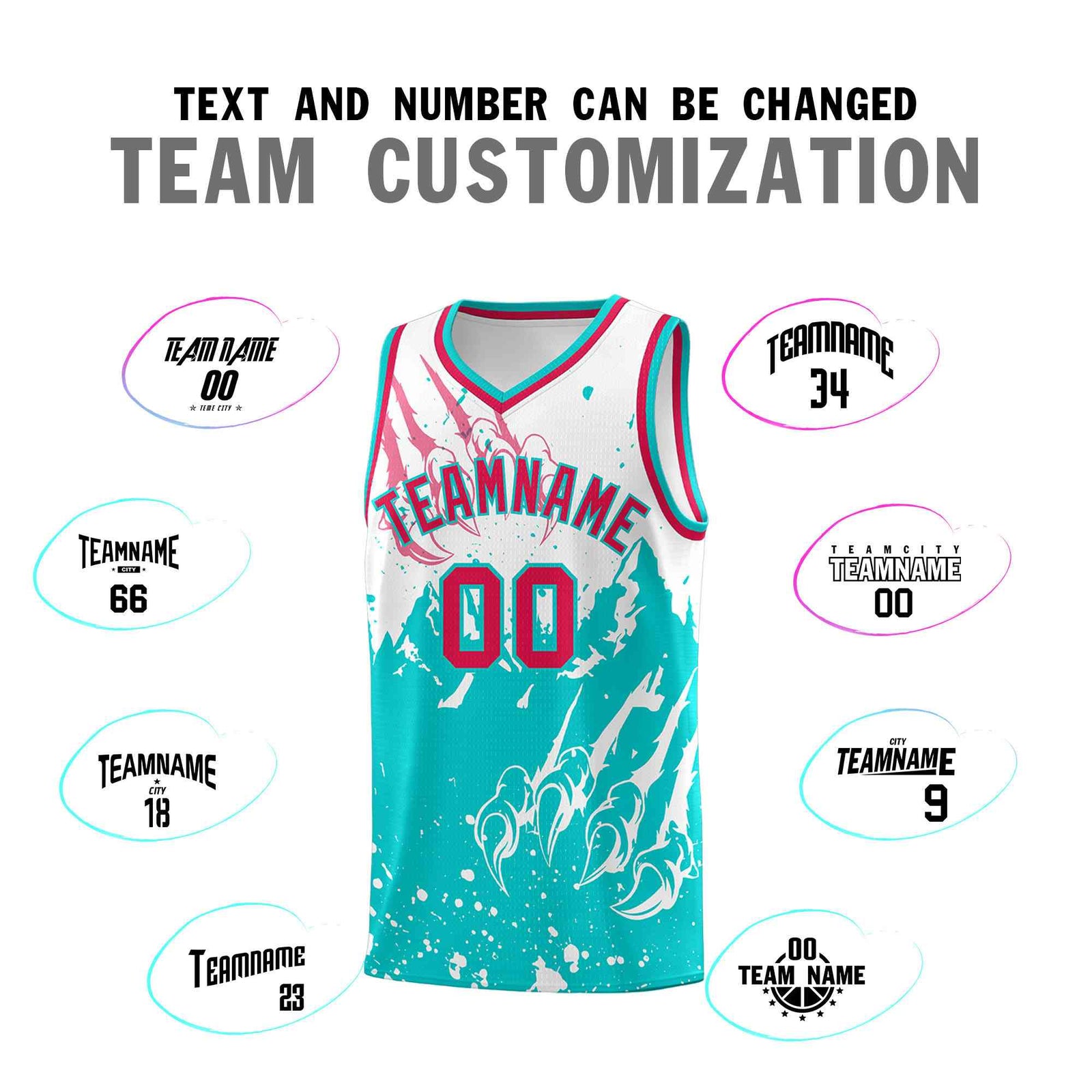 Custom White Aqua Snow Mountain Beast Pattern Sports Uniform Basketball Jersey