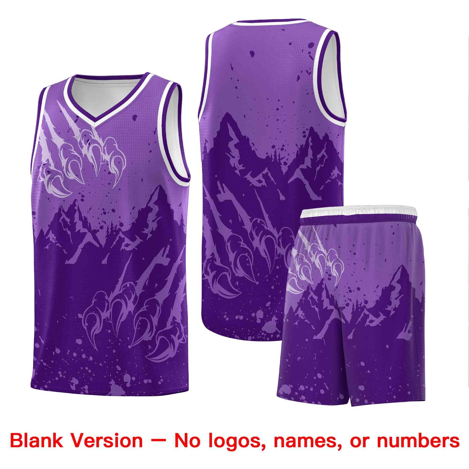 Custom Light Purple Purple Snow Mountain Beast Pattern Sports Uniform Basketball Jersey