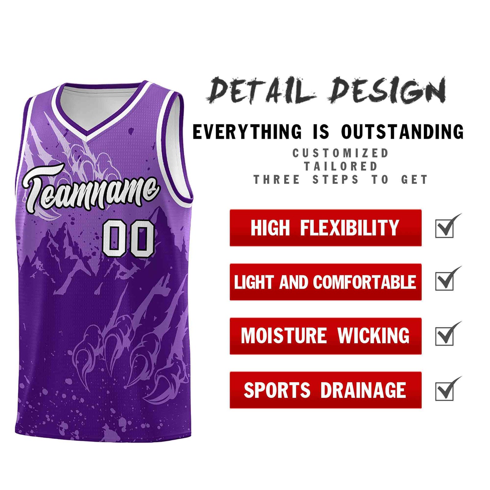 Custom Light Purple Purple Snow Mountain Beast Pattern Sports Uniform Basketball Jersey