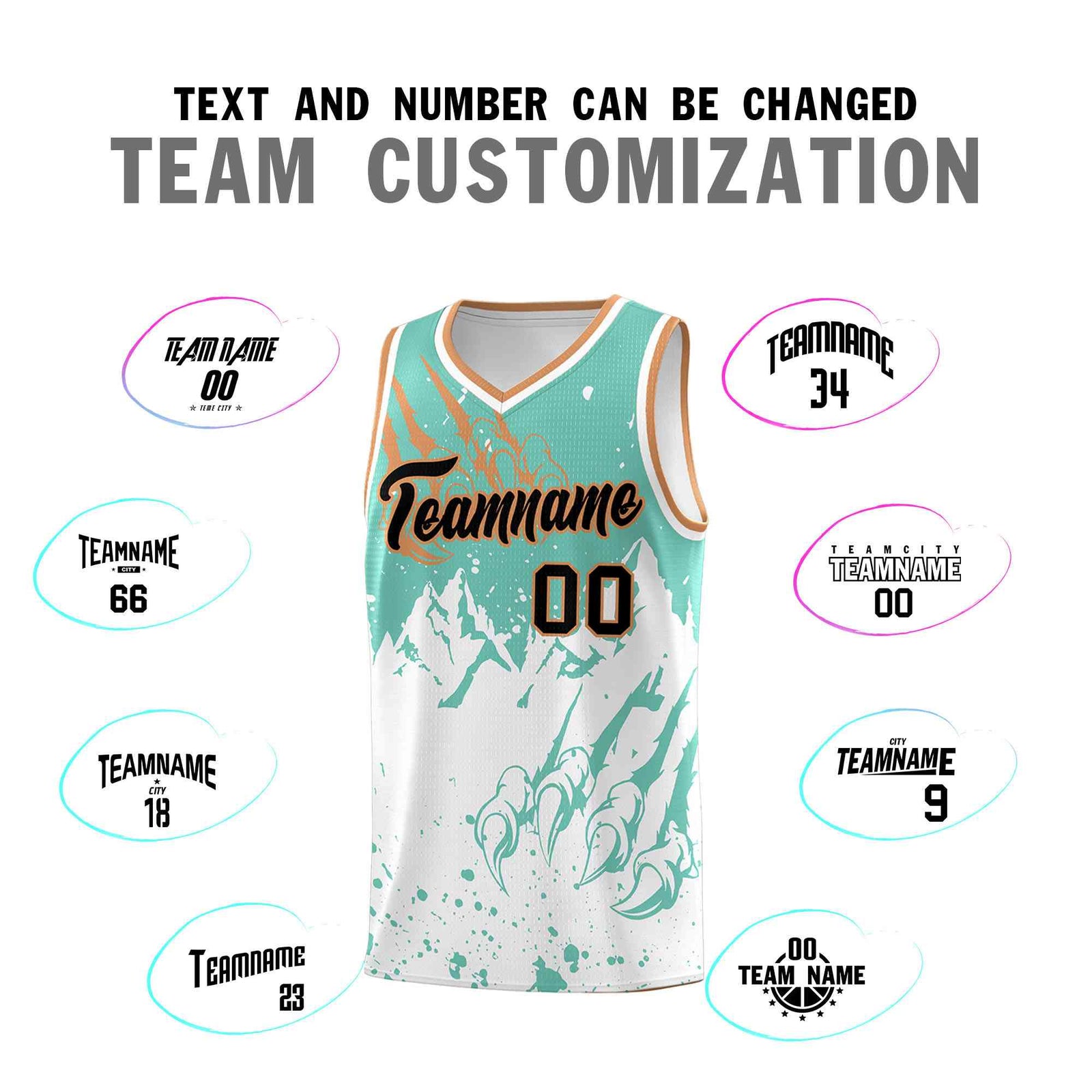 Custom Bright Green White Snow Mountain Beast Pattern Sports Uniform Basketball Jersey