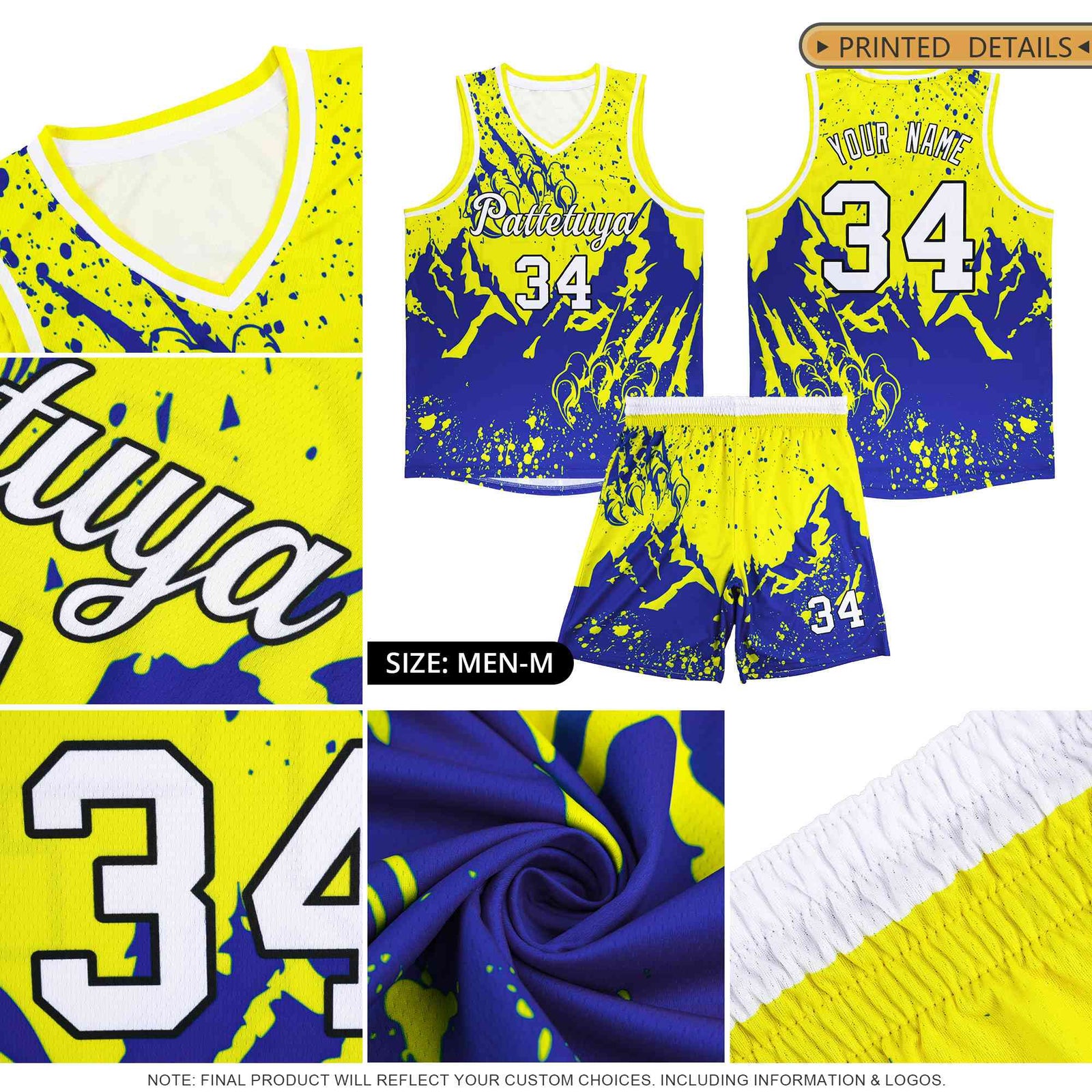 Custom Powder Blue Navy Snow Mountain Beast Pattern Sports Uniform Basketball Jersey