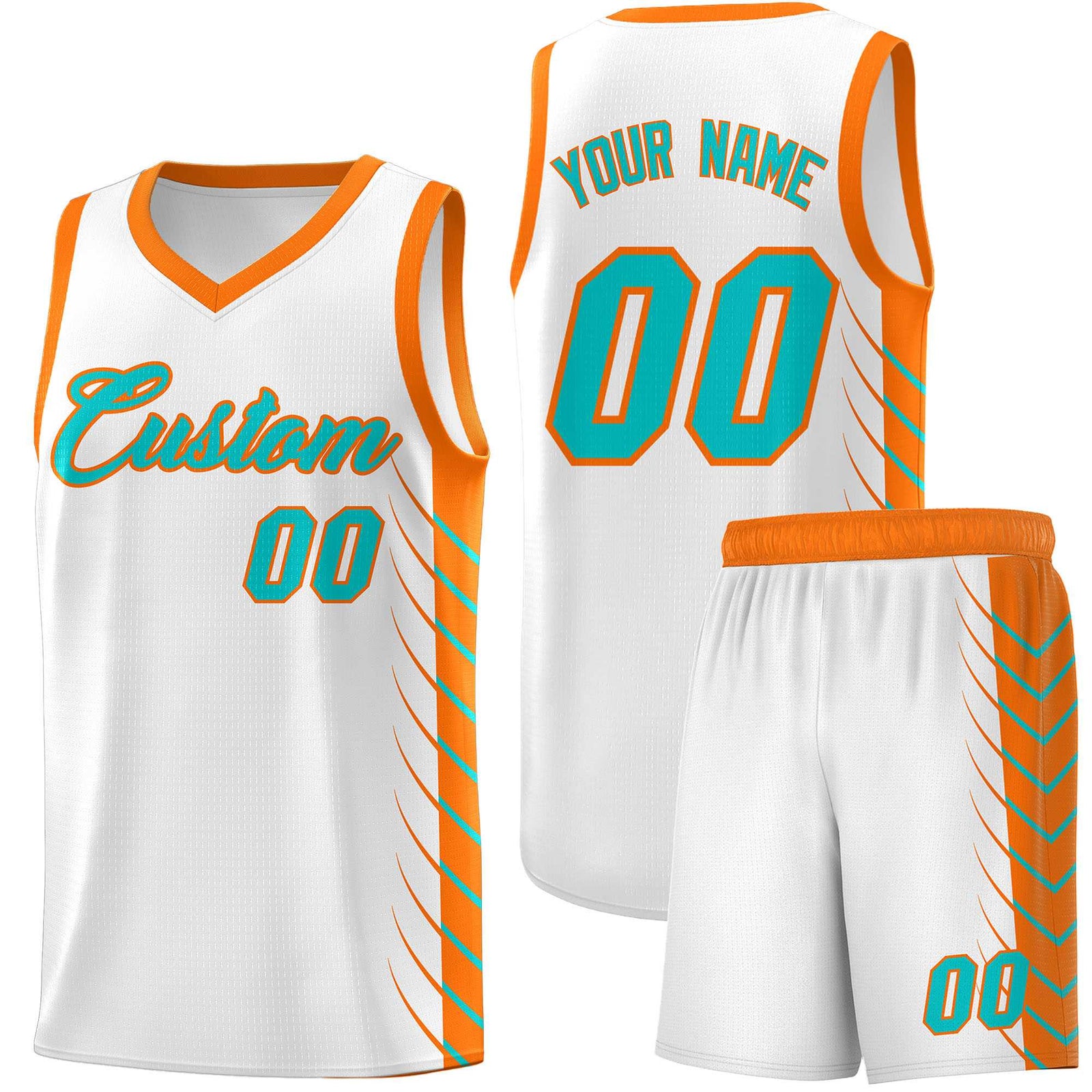 Custom White Sky Blue Personalized Side Symmetrical Line Pattern Sports Uniform Basketball Jersey