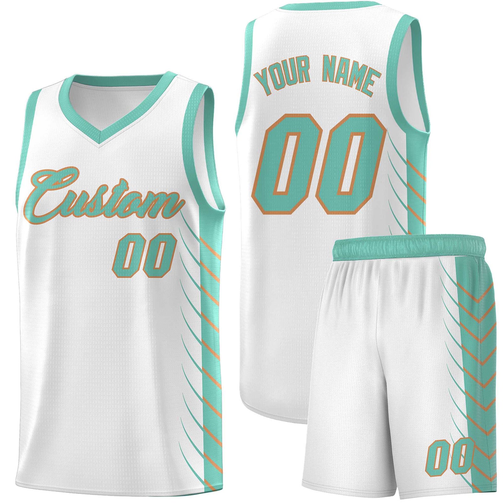 Custom White Bright Green Personalized Side Symmetrical Line Pattern Sports Uniform Basketball Jersey