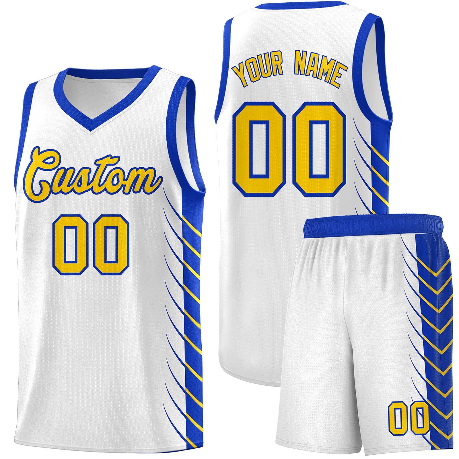 Custom White Royal Personalized Side Symmetrical Line Pattern Sports Uniform Basketball Jersey| KXKSHOP