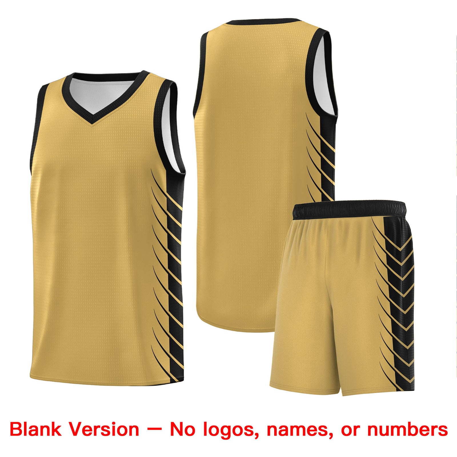Custom Old Gold Black Personalized Side Symmetrical Line Pattern Sports Uniform Basketball Jersey| KXKSHOP