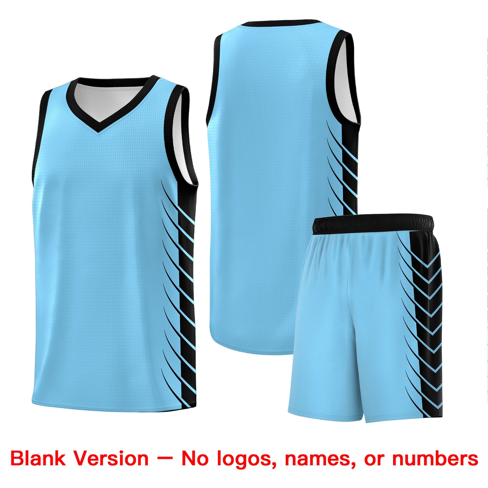 Custom Light Blue Black Personalized Side Symmetrical Line Pattern Sports Uniform Basketball Jersey| KXKSHOP