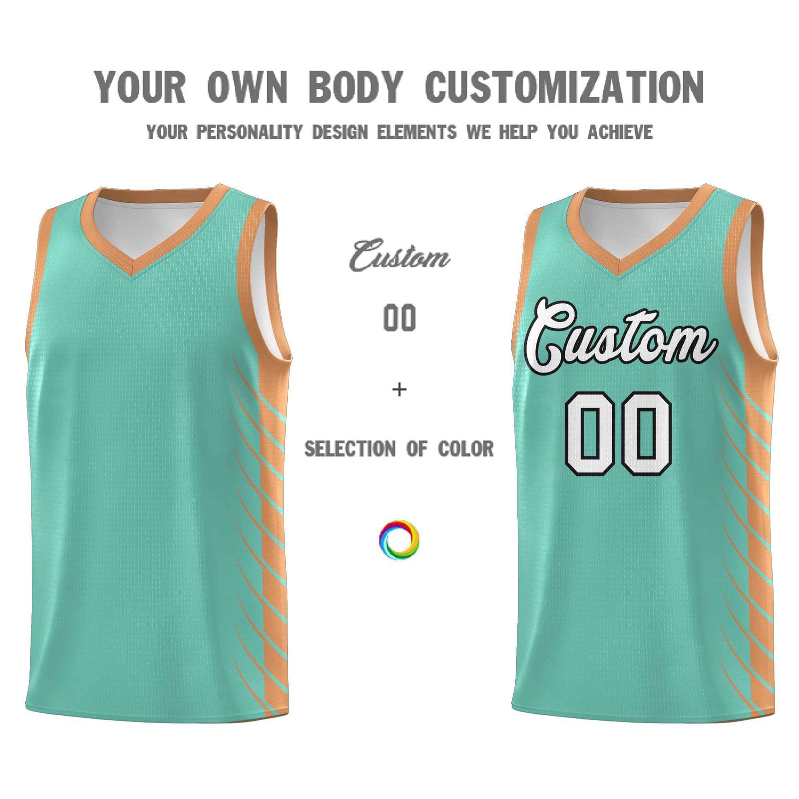 Custom Bright Green Buckskin Brown Personalized Side Symmetrical Line Pattern Sports Uniform Basketball Jersey| KXKSHOP