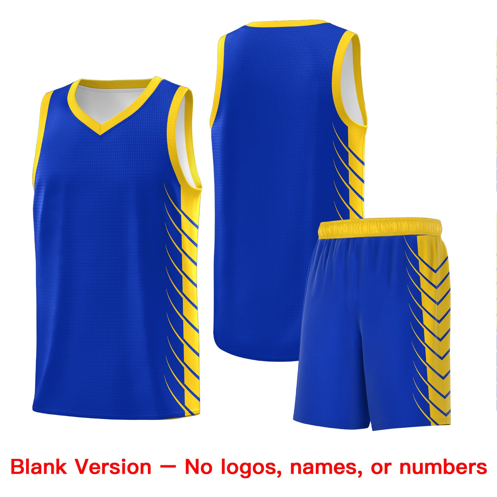 Custom Royal Gold Personalized Side Symmetrical Line Pattern Sports Uniform Basketball Jersey