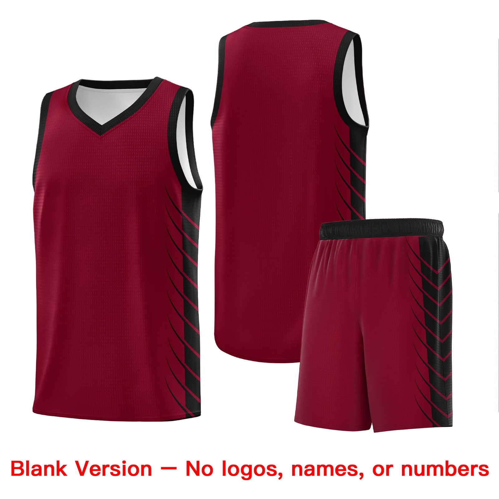 Custom Crimson Black Personalized Side Symmetrical Line Pattern Sports Uniform Basketball Jersey