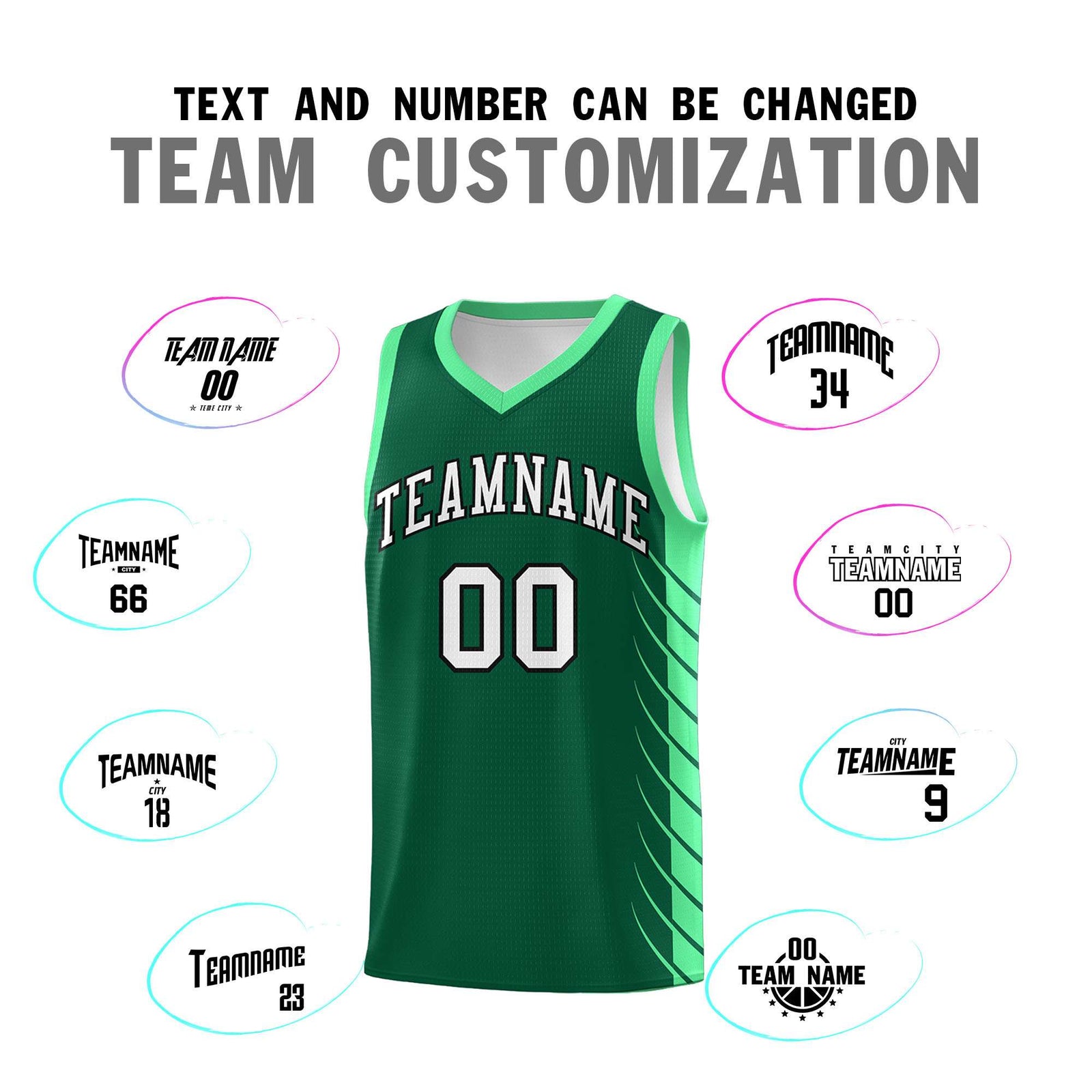Custom Kelly Green Green Personalized Side Symmetrical Line Pattern Sports Uniform Basketball Jersey