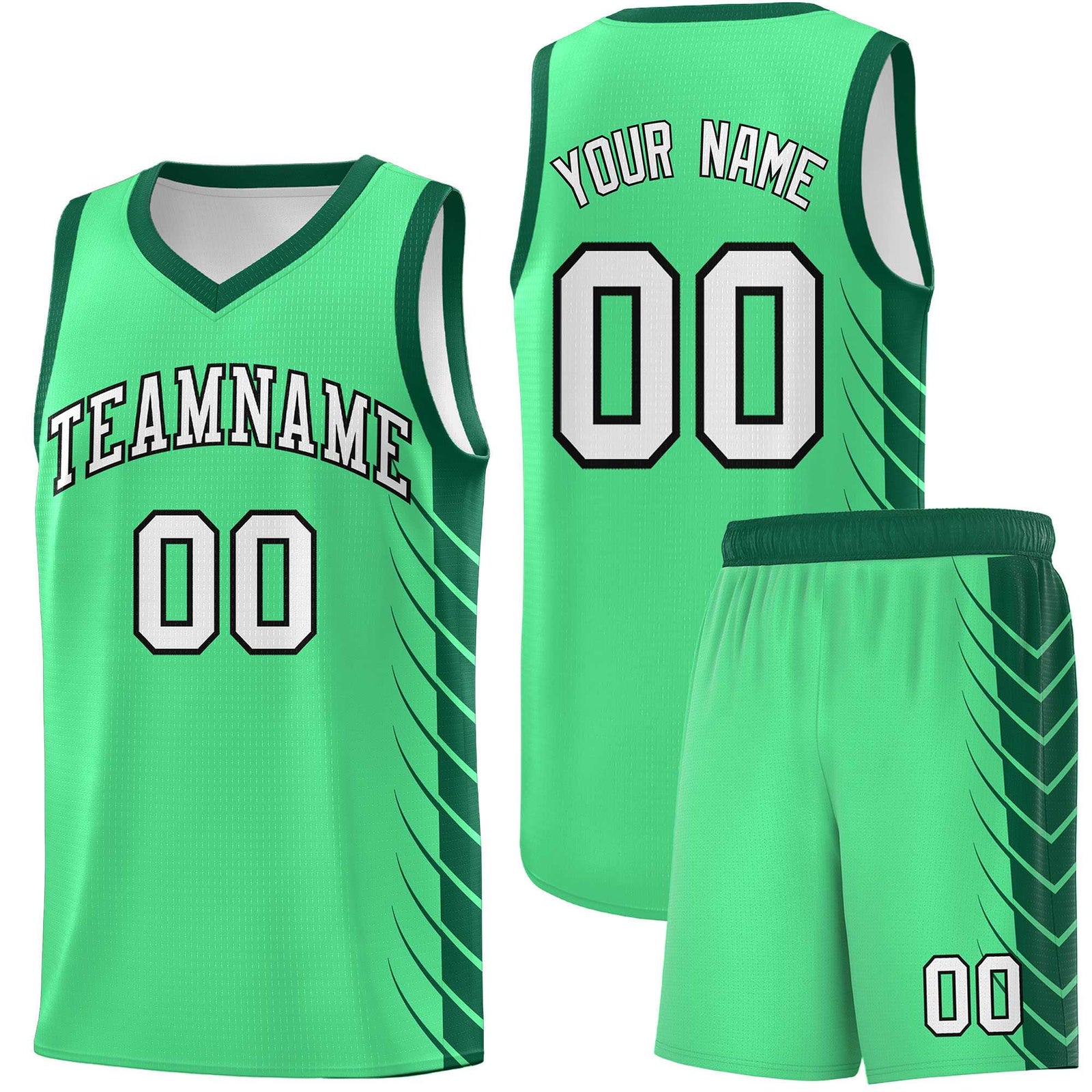Custom Green Kelly Green Personalized Side Symmetrical Line Pattern Sports Uniform Basketball Jersey