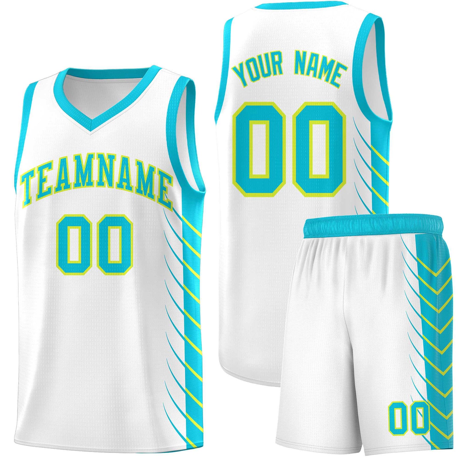 Custom White Sky Blue Personalized Side Symmetrical Line Pattern Sports Uniform Basketball Jersey