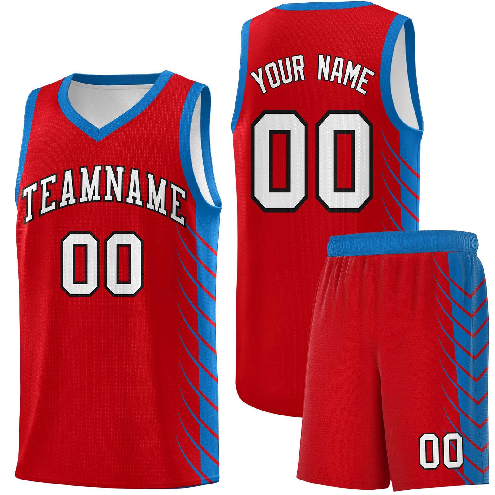 Custom Red Royal Personalized Side Symmetrical Line Pattern Sports Uniform Basketball Jersey