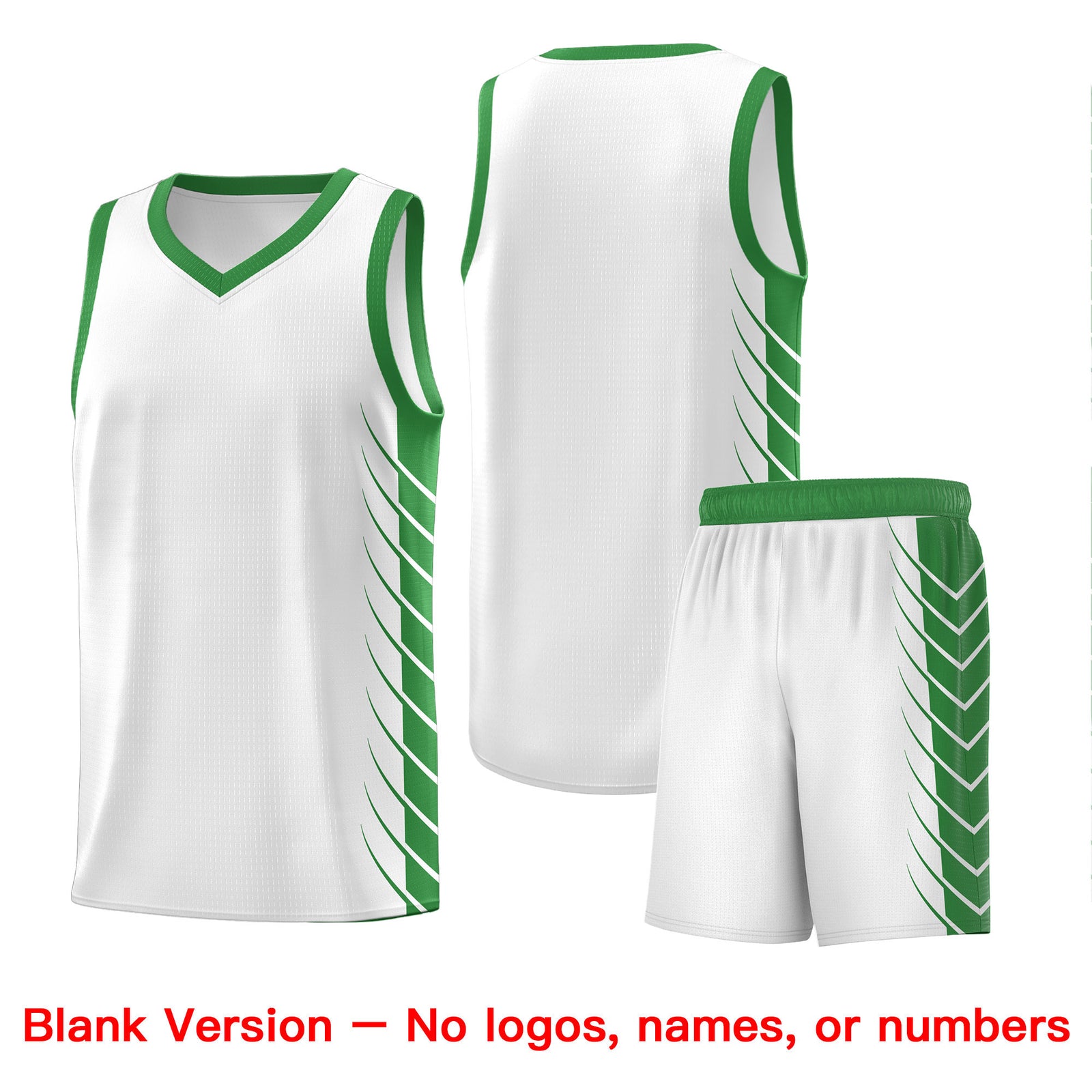 Custom White Kelly Green Personalized Side Symmetrical Line Pattern Sports Uniform Basketball Jersey