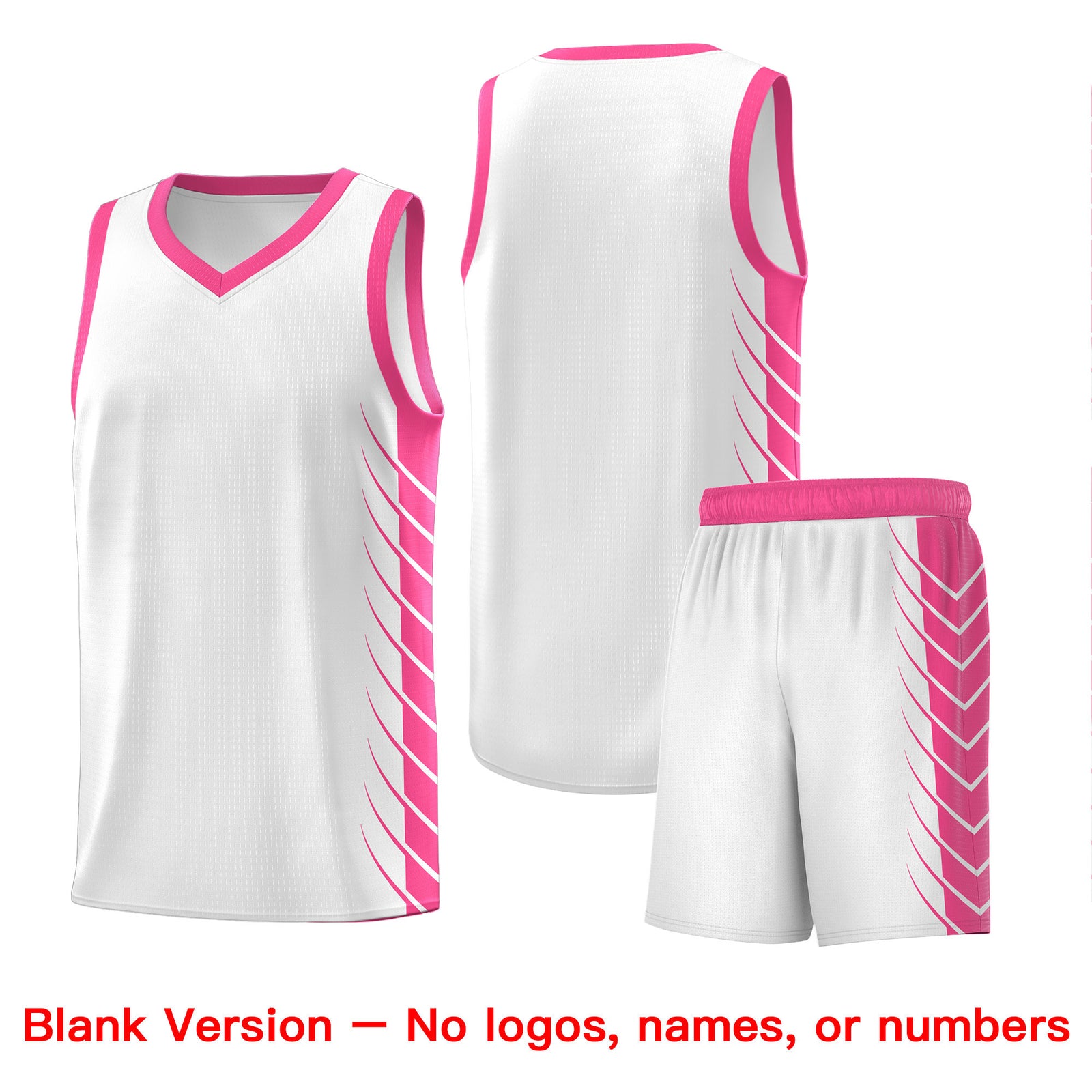 Custom White Pink Personalized Side Symmetrical Line Pattern Sports Uniform Basketball Jersey