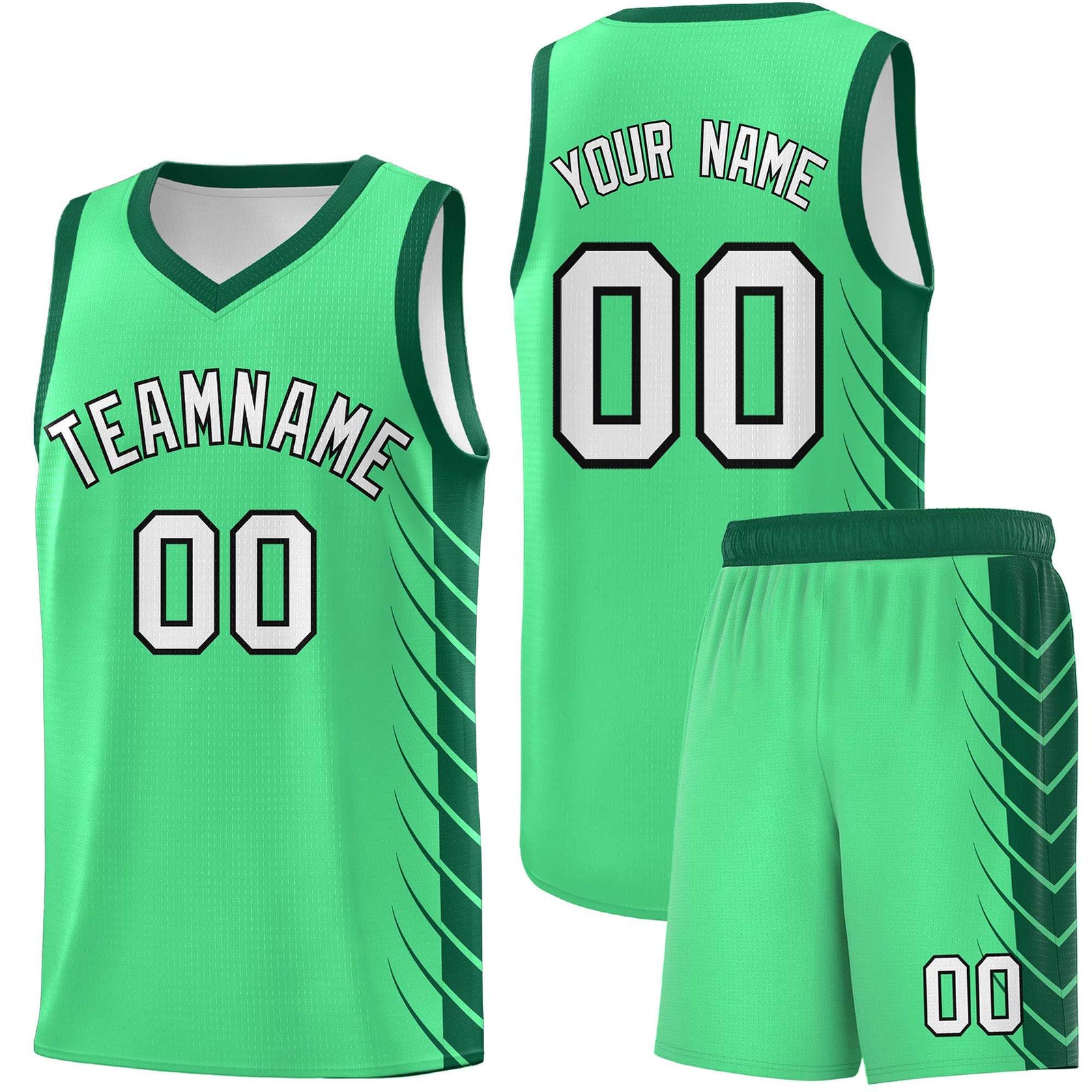 Custom Green Kelly Green Personalized Side Symmetrical Line Pattern Sports Uniform Basketball Jersey