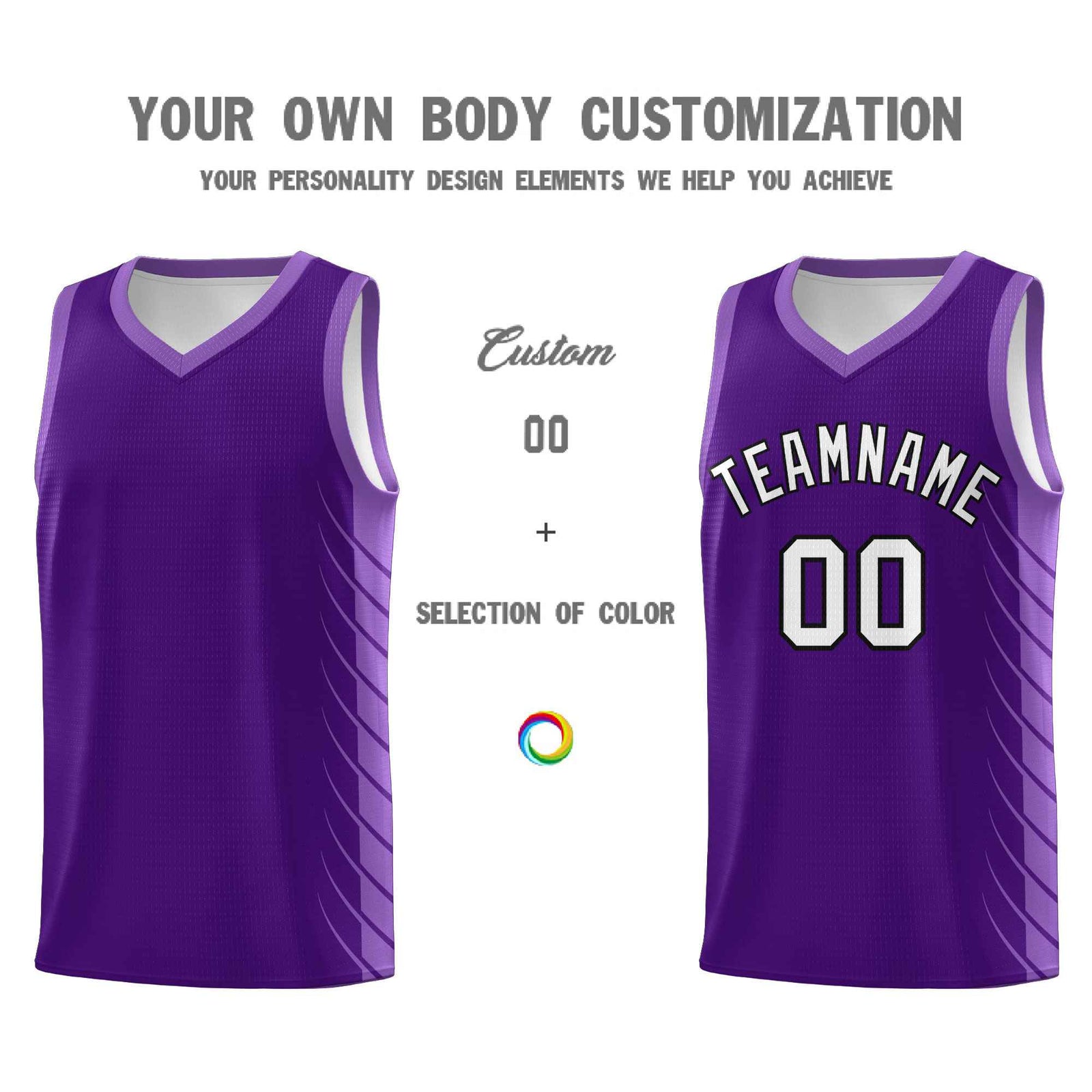 Custom Purple Light Purple Personalized Side Symmetrical Line Pattern Sports Uniform Basketball Jersey