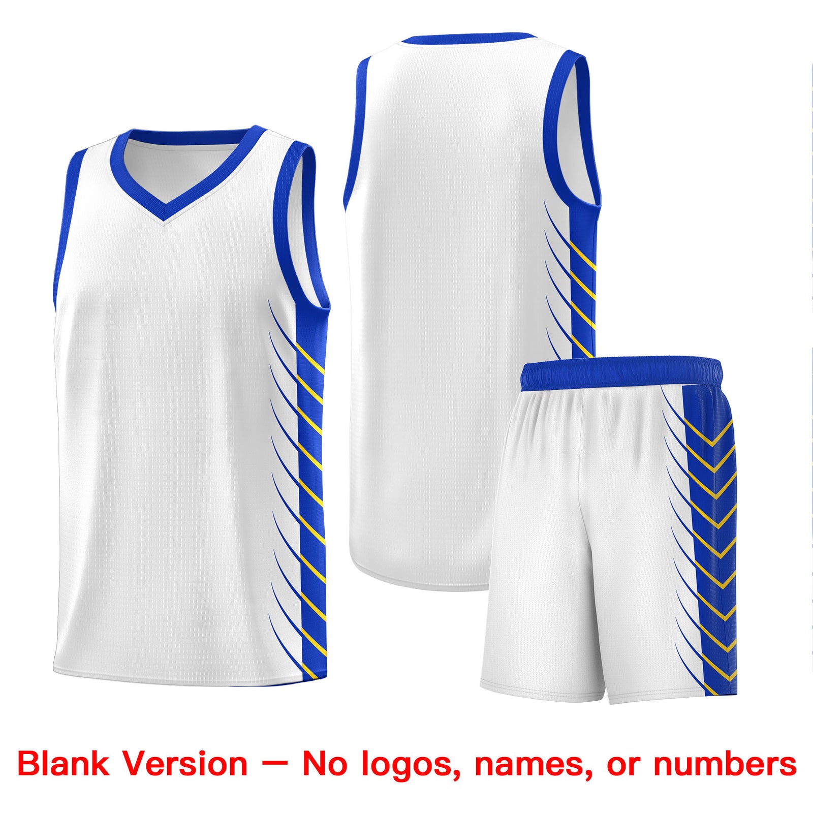 Custom White Royal Personalized Side Symmetrical Line Pattern Sports Uniform Basketball Jersey