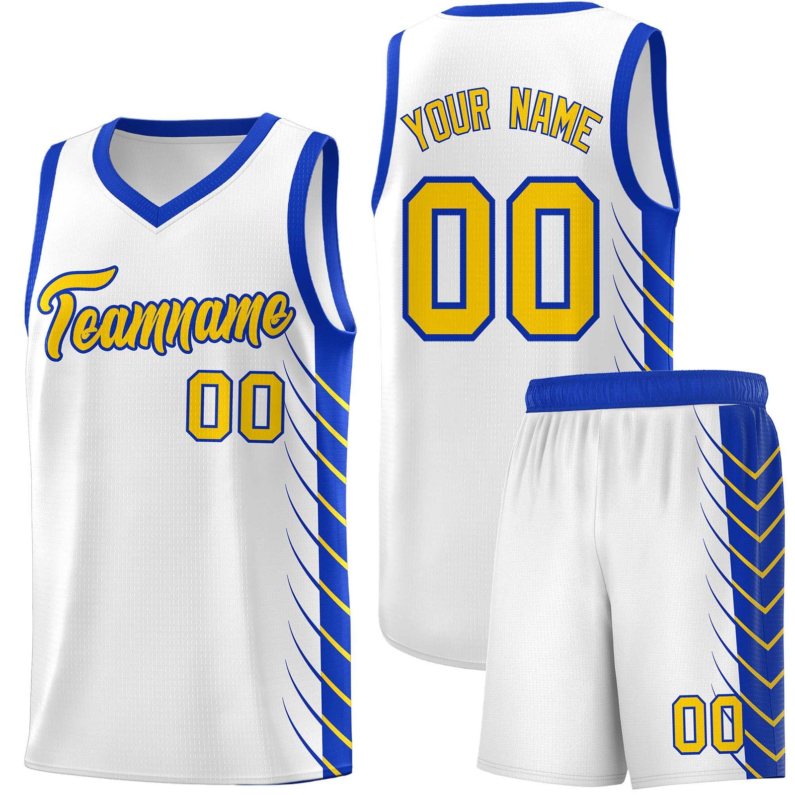 Custom White Royal Personalized Side Symmetrical Line Pattern Sports Uniform Basketball Jersey