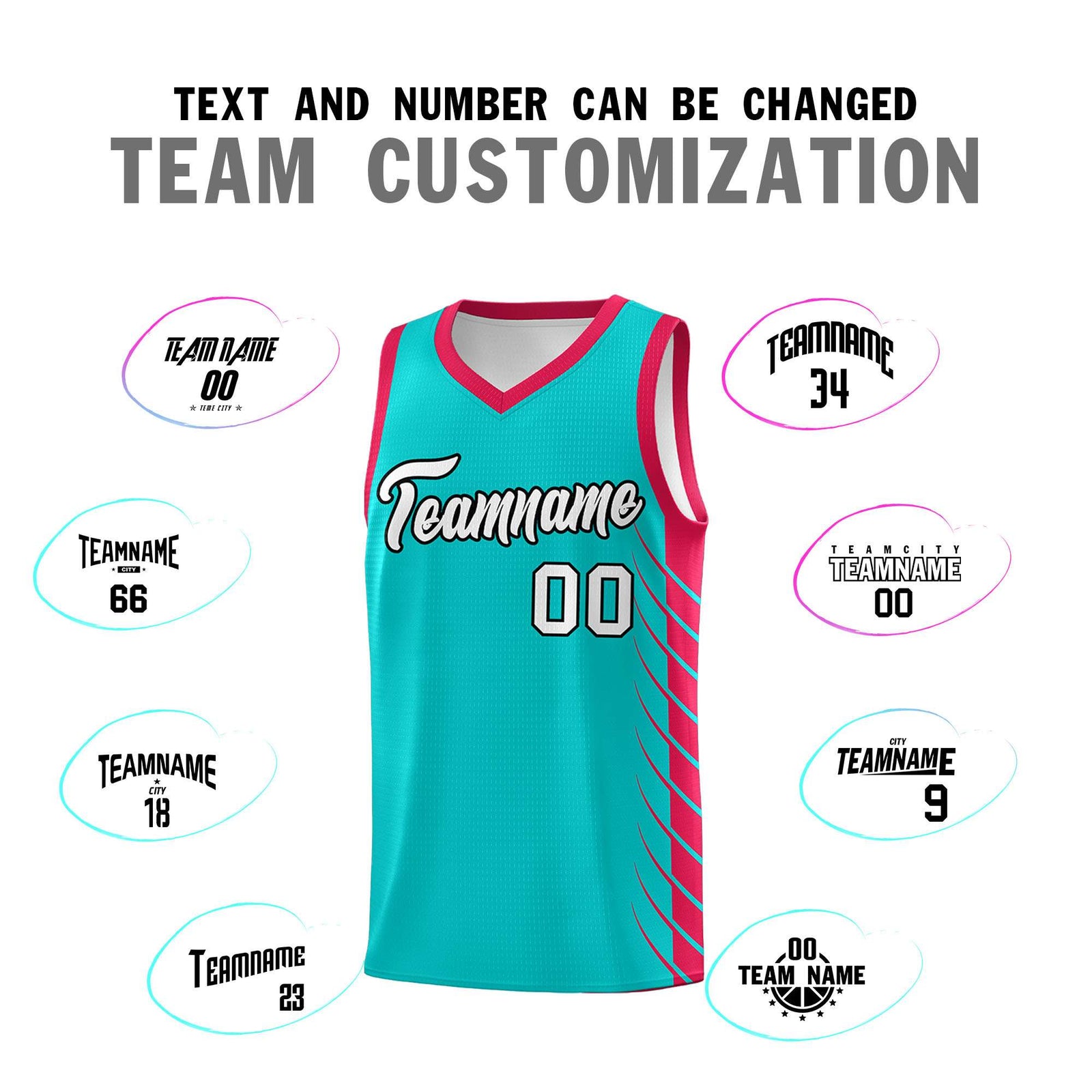 Custom Aqua Red Personalized Side Symmetrical Line Pattern Sports Uniform Basketball Jersey