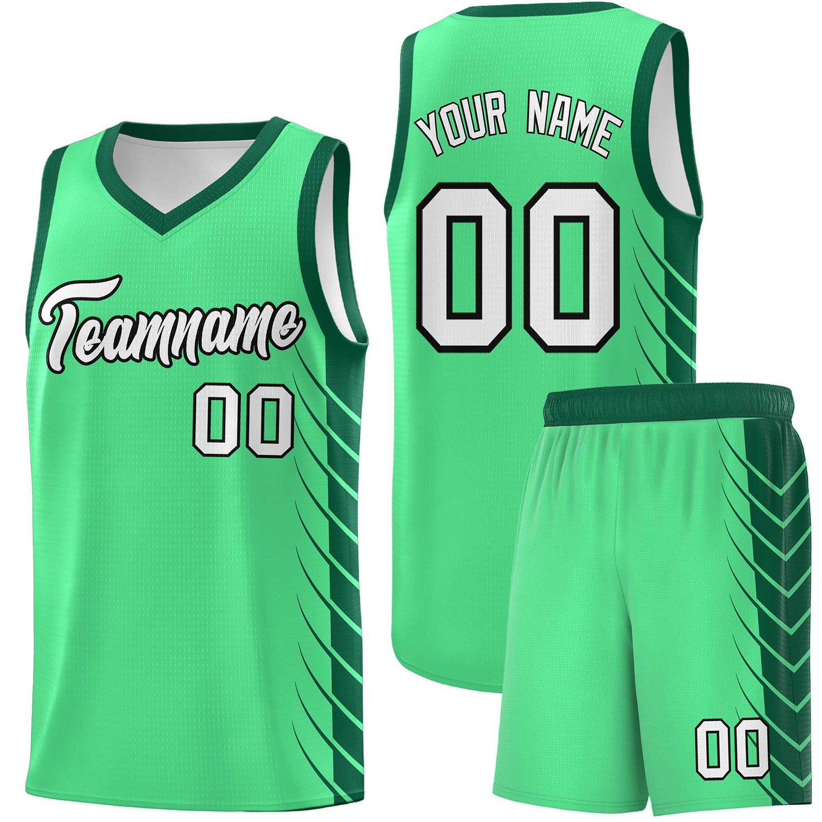 Custom Green Kelly Green Personalized Side Symmetrical Line Pattern Sports Uniform Basketball Jersey