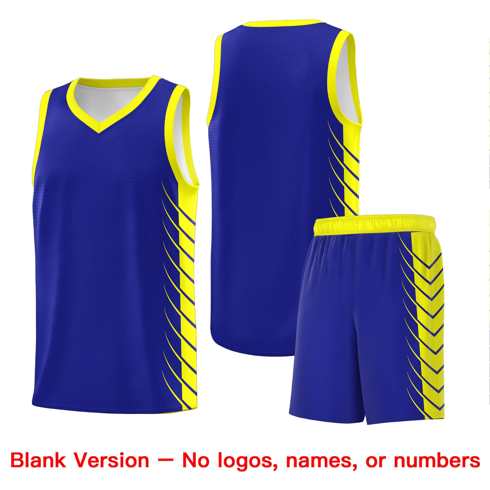 Custom Royal Fluorescent Yellow Personalized Side Symmetrical Line Pattern Sports Uniform Basketball Jersey