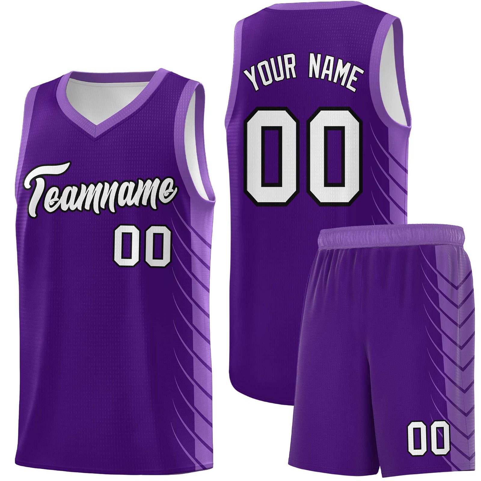 Custom Purple Light Purple Personalized Side Symmetrical Line Pattern Sports Uniform Basketball Jersey
