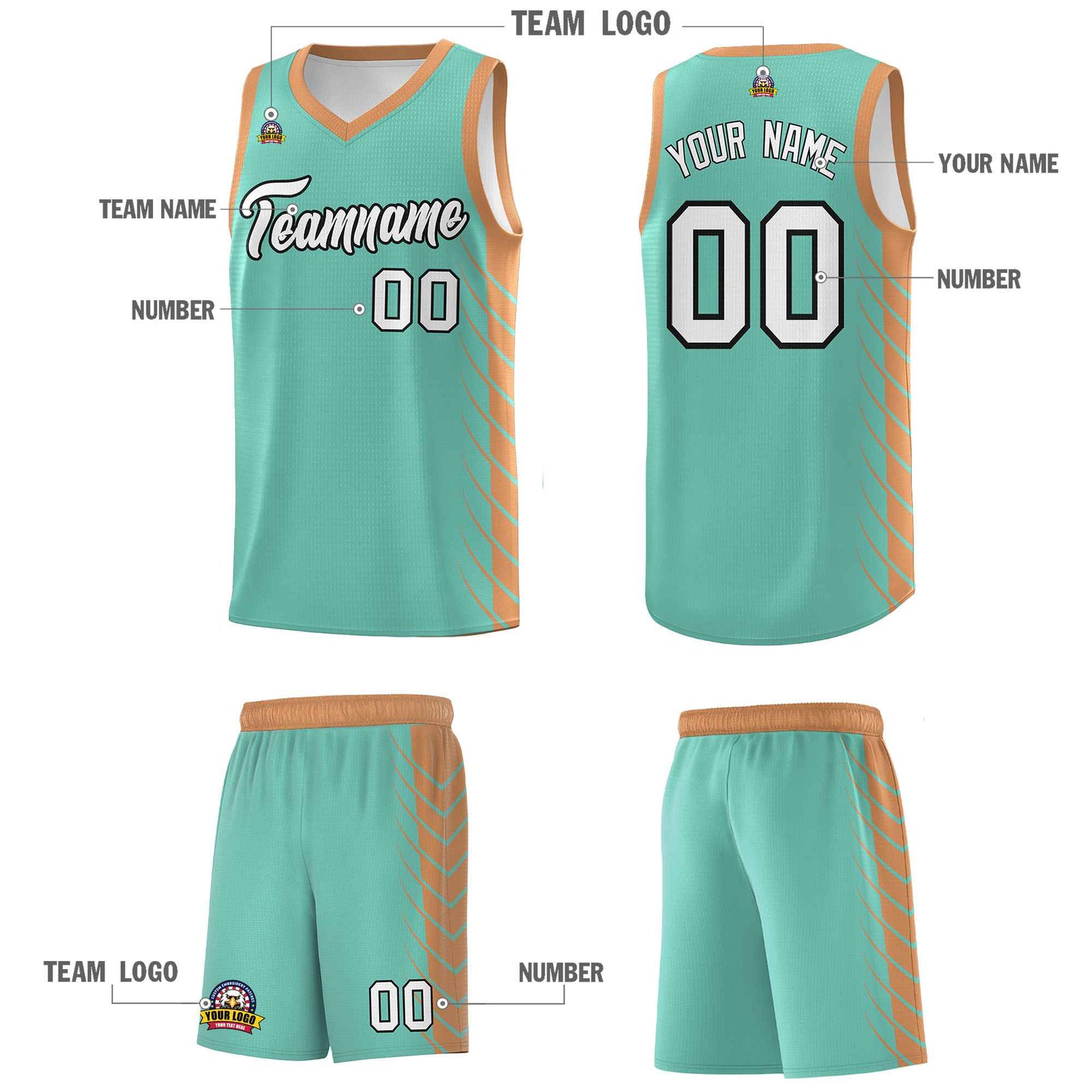 Custom Bright Green Buckskin Brown Personalized Side Symmetrical Line Pattern Sports Uniform Basketball Jersey