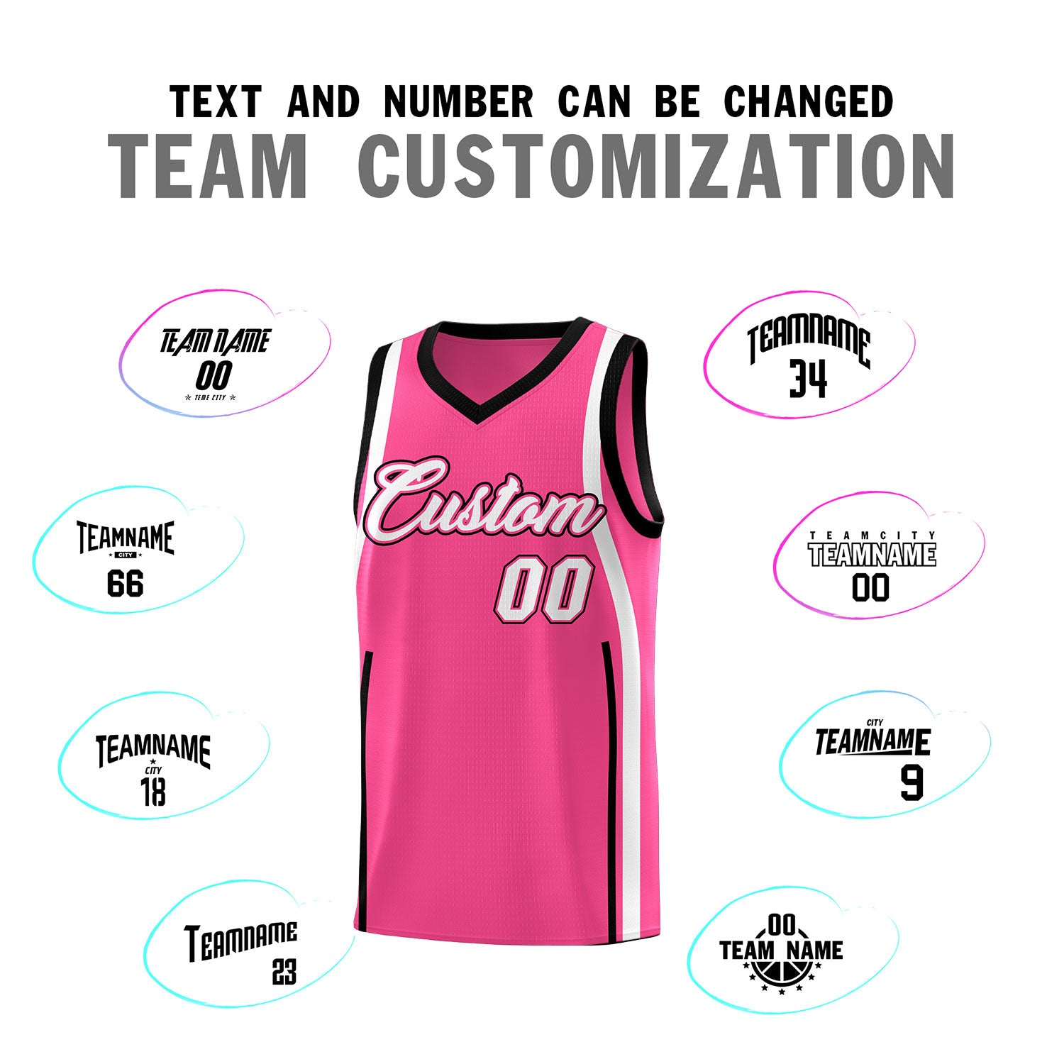 Custom Pink Black-White Ribbon Pattern Basketball Kits
