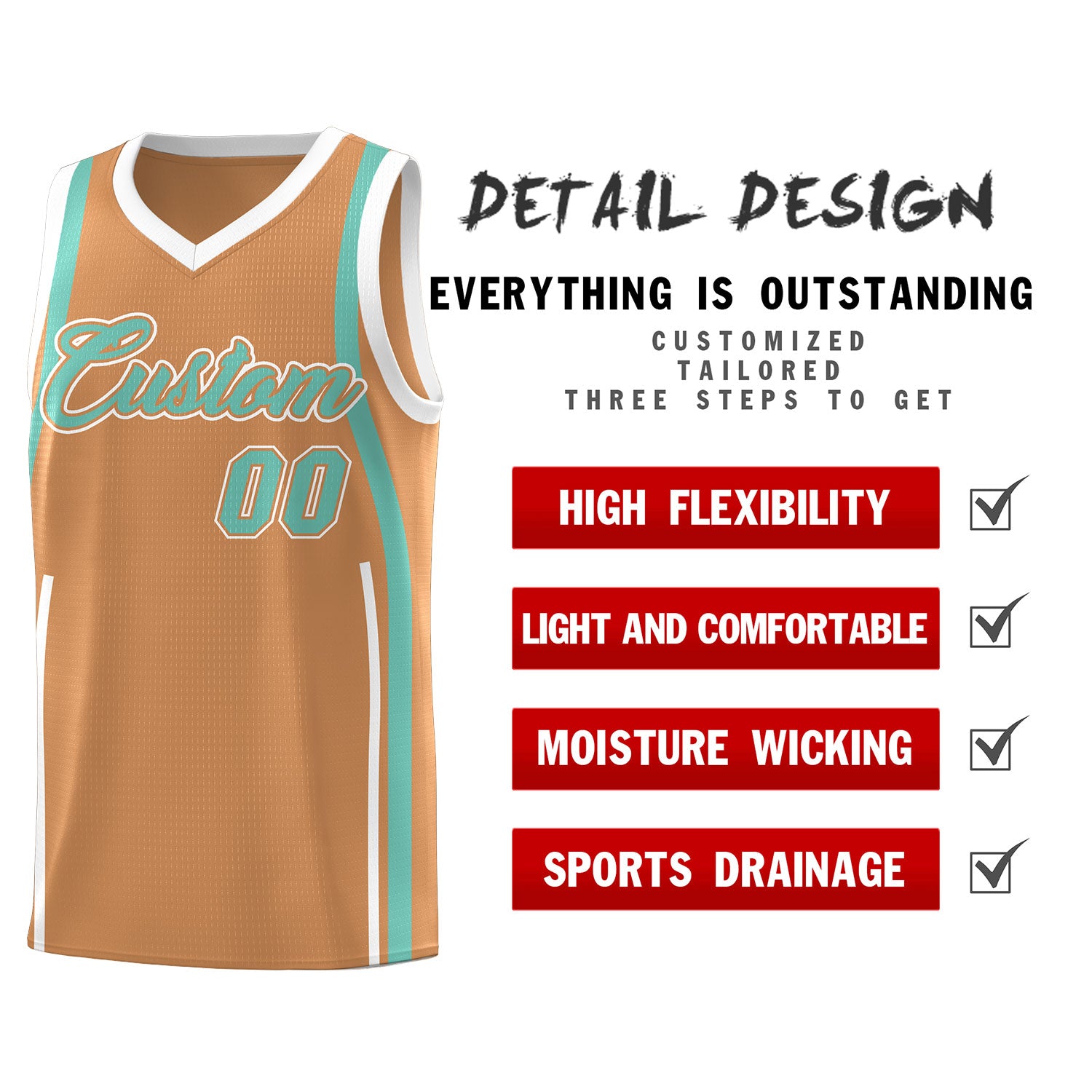 Custom Buckskin Brown Bright Green-White Ribbon Pattern Basketball Kits