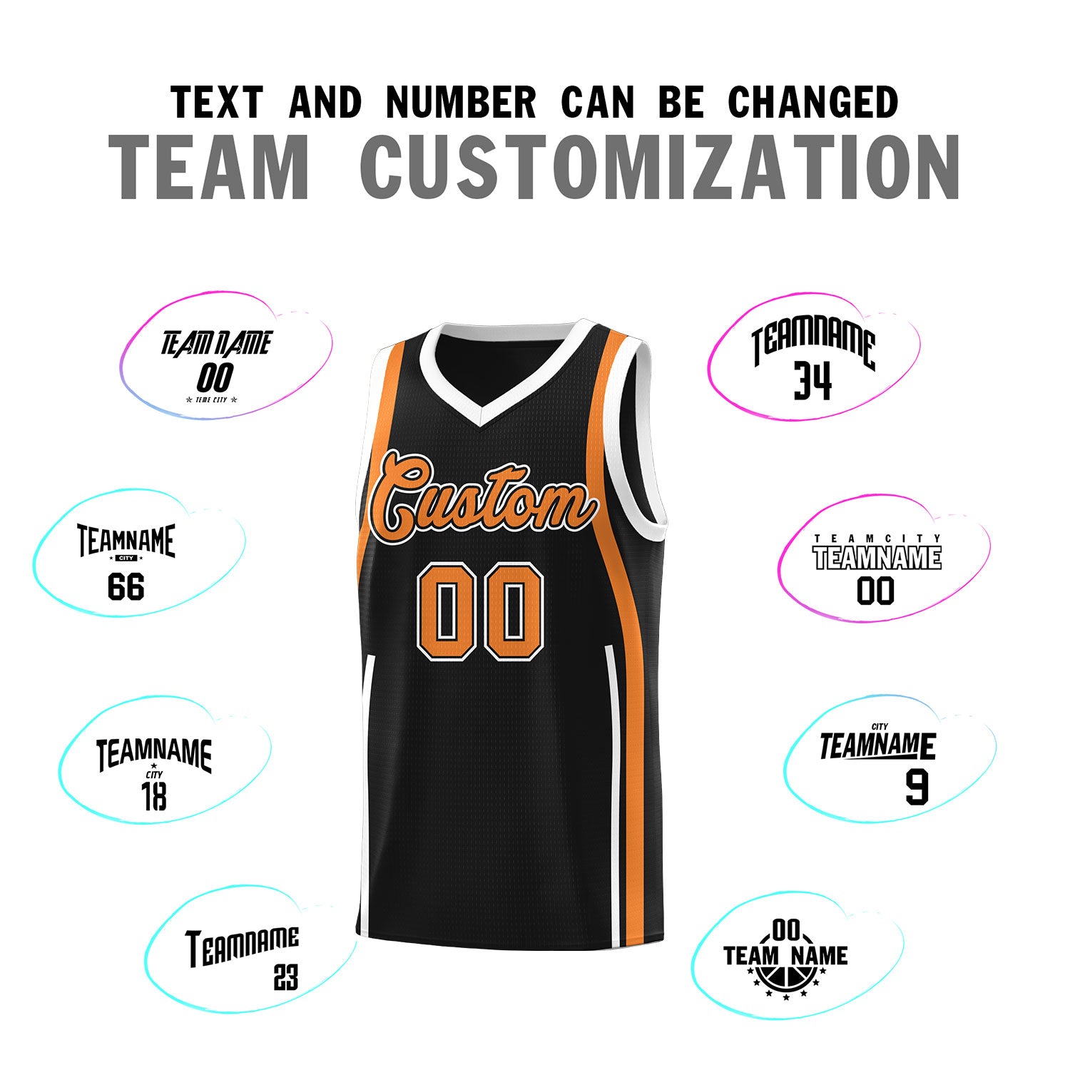Custom Black Gold Orange AND White Basketball Jersey