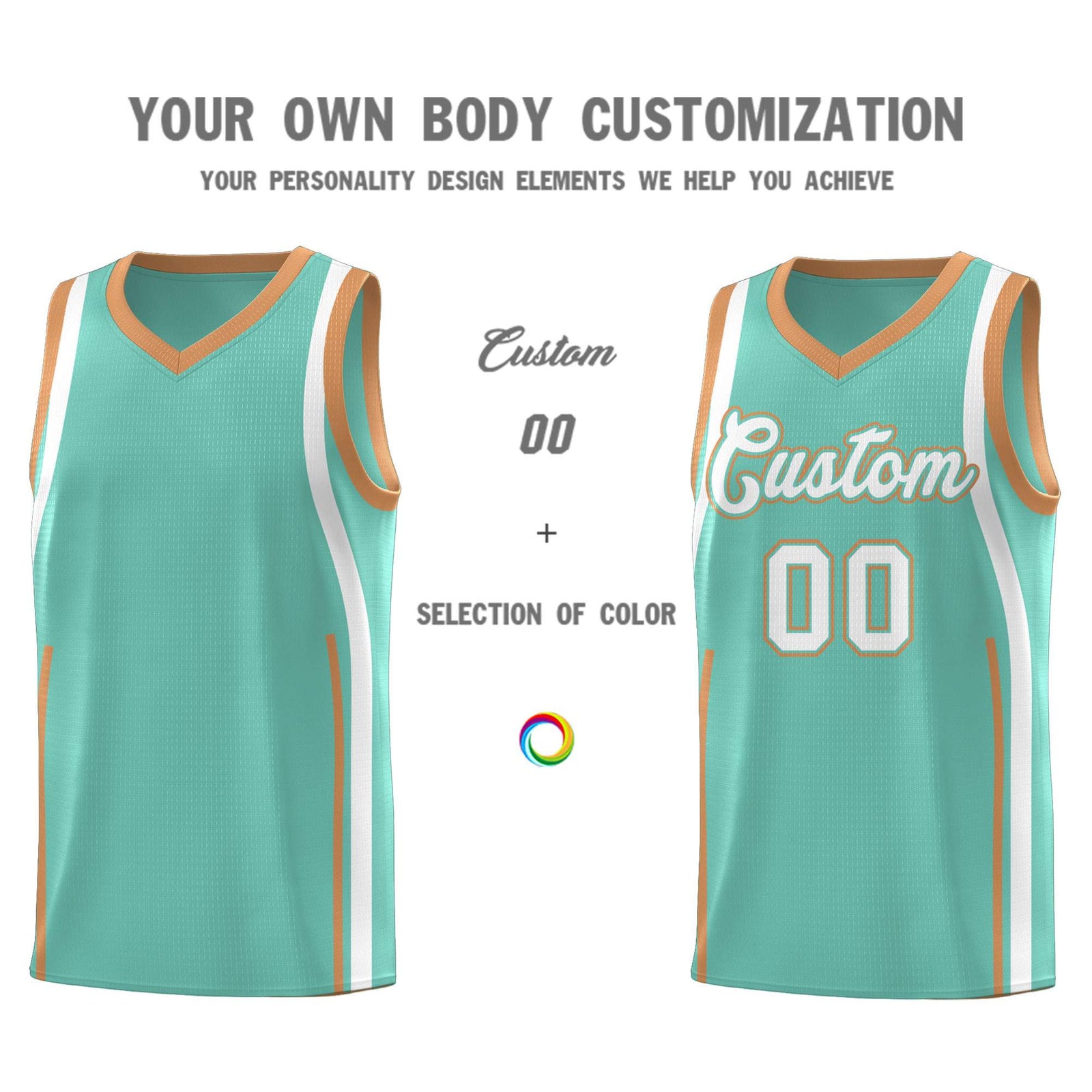 Custom Bright Green Buckskin Brown AND White Basketball Jersey