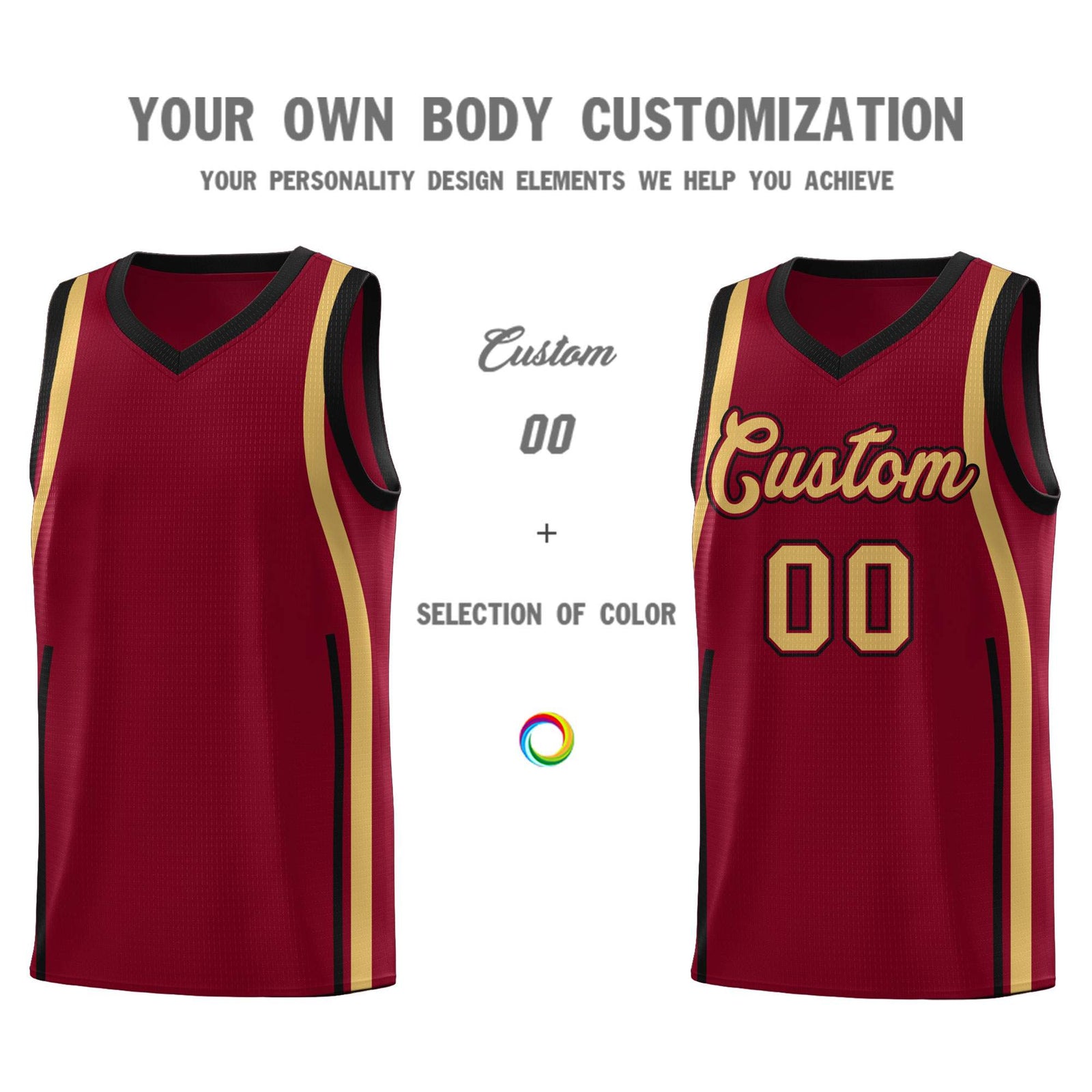 Custom Crimson Old Gold AND Black Basketball Jersey