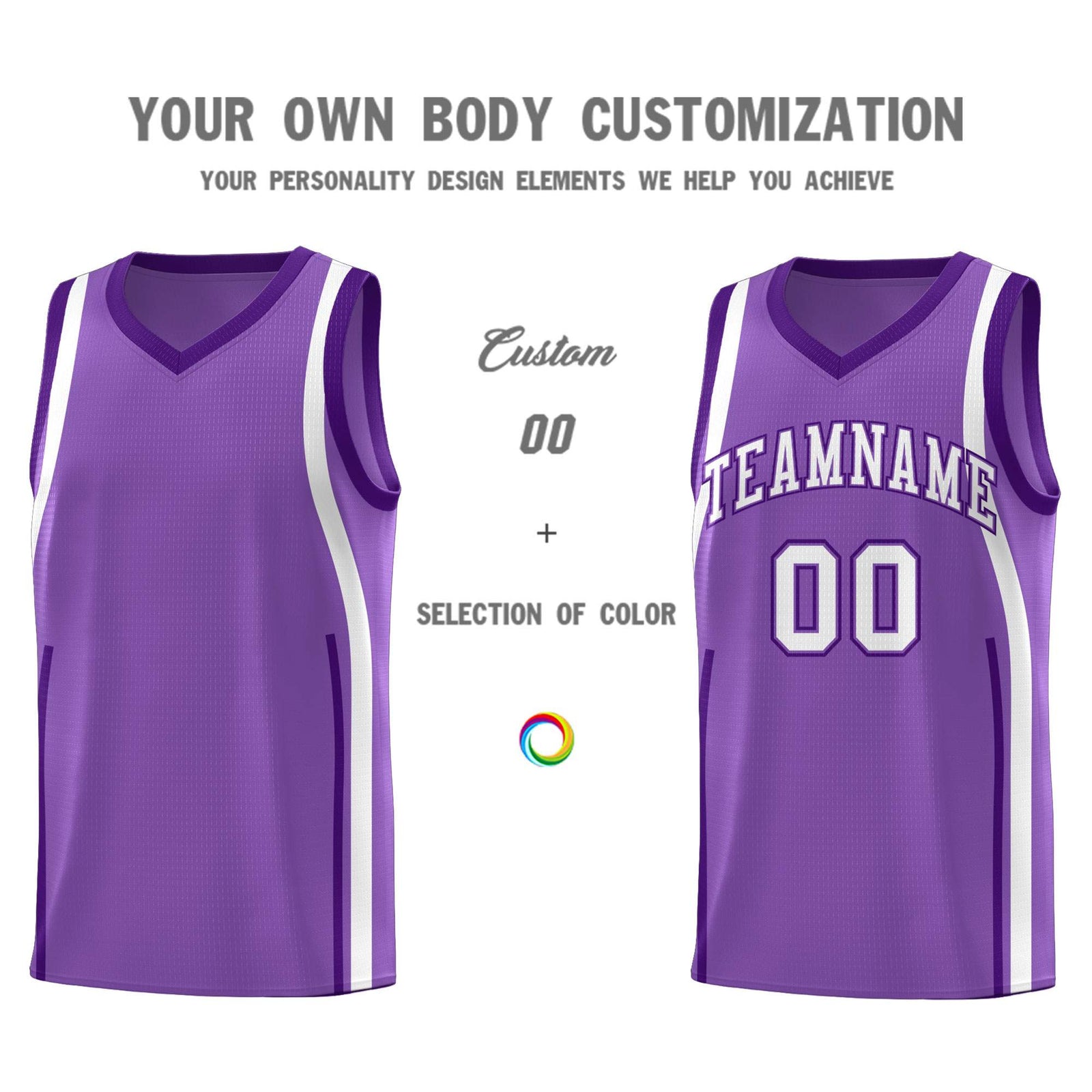 Custom Light Purple Purple-White Ribbon Pattern Basketball Kits