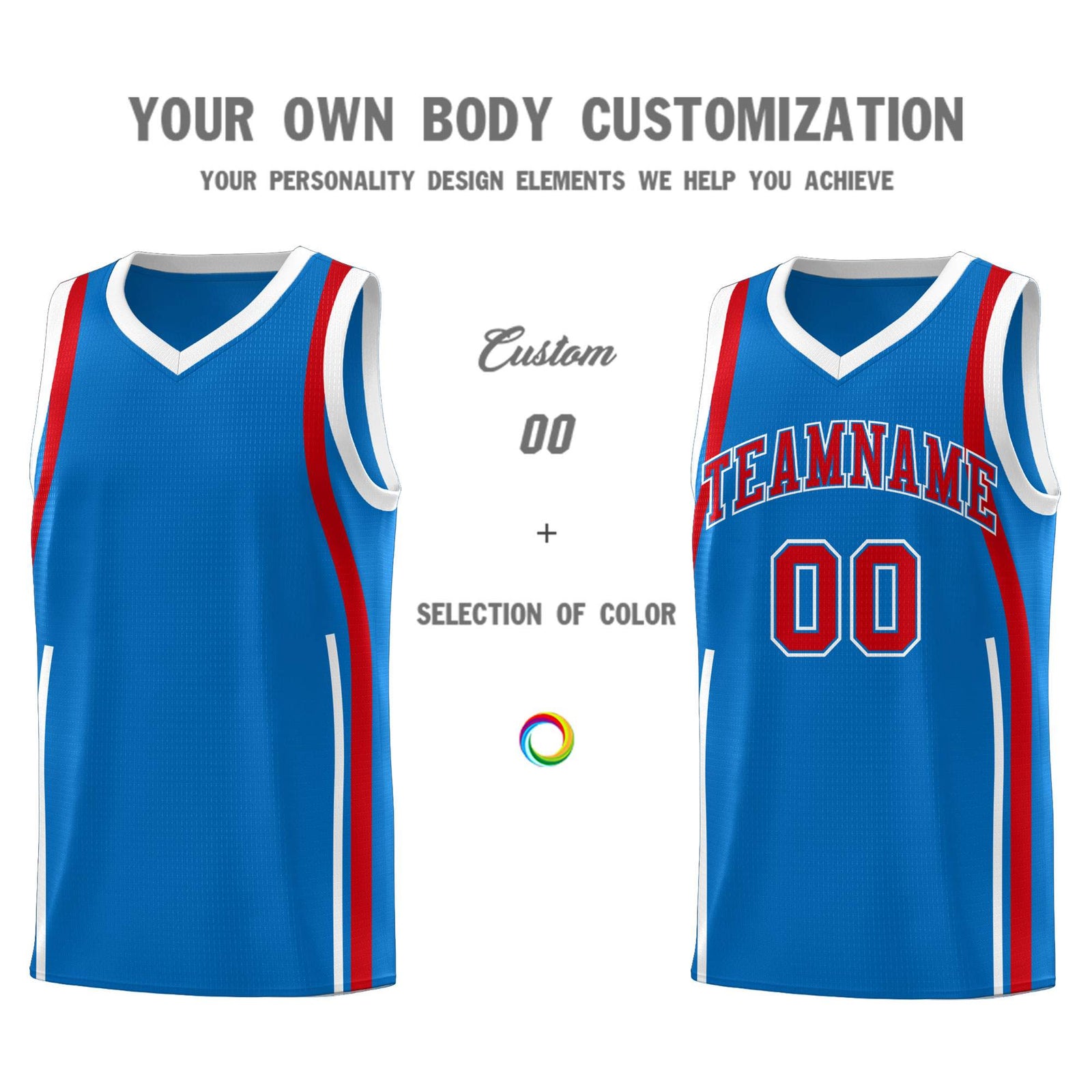 Custom Royal Red-White Ribbon Pattern Basketball Kits