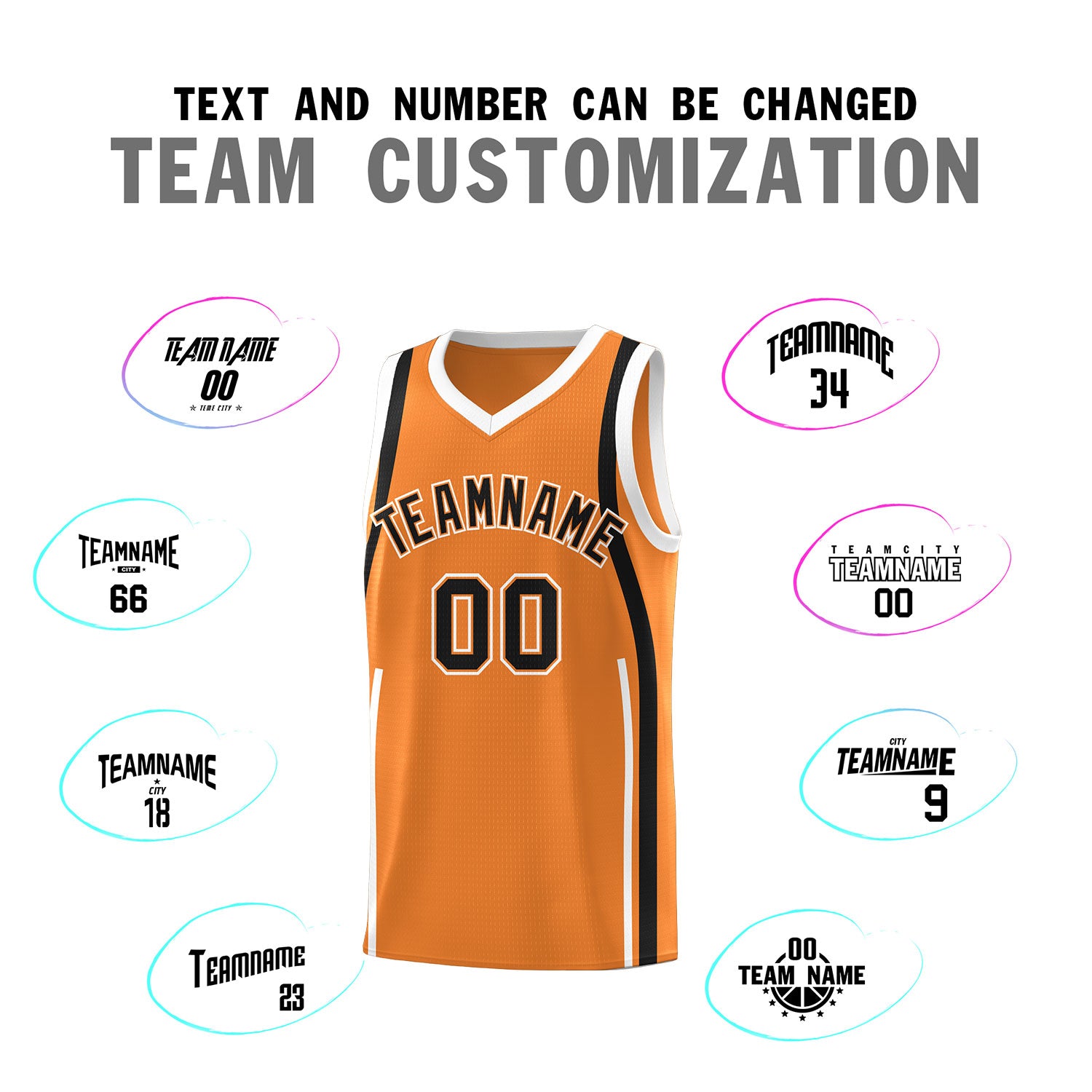 Custom Gold Orange Black-White Ribbon Pattern Basketball Kits