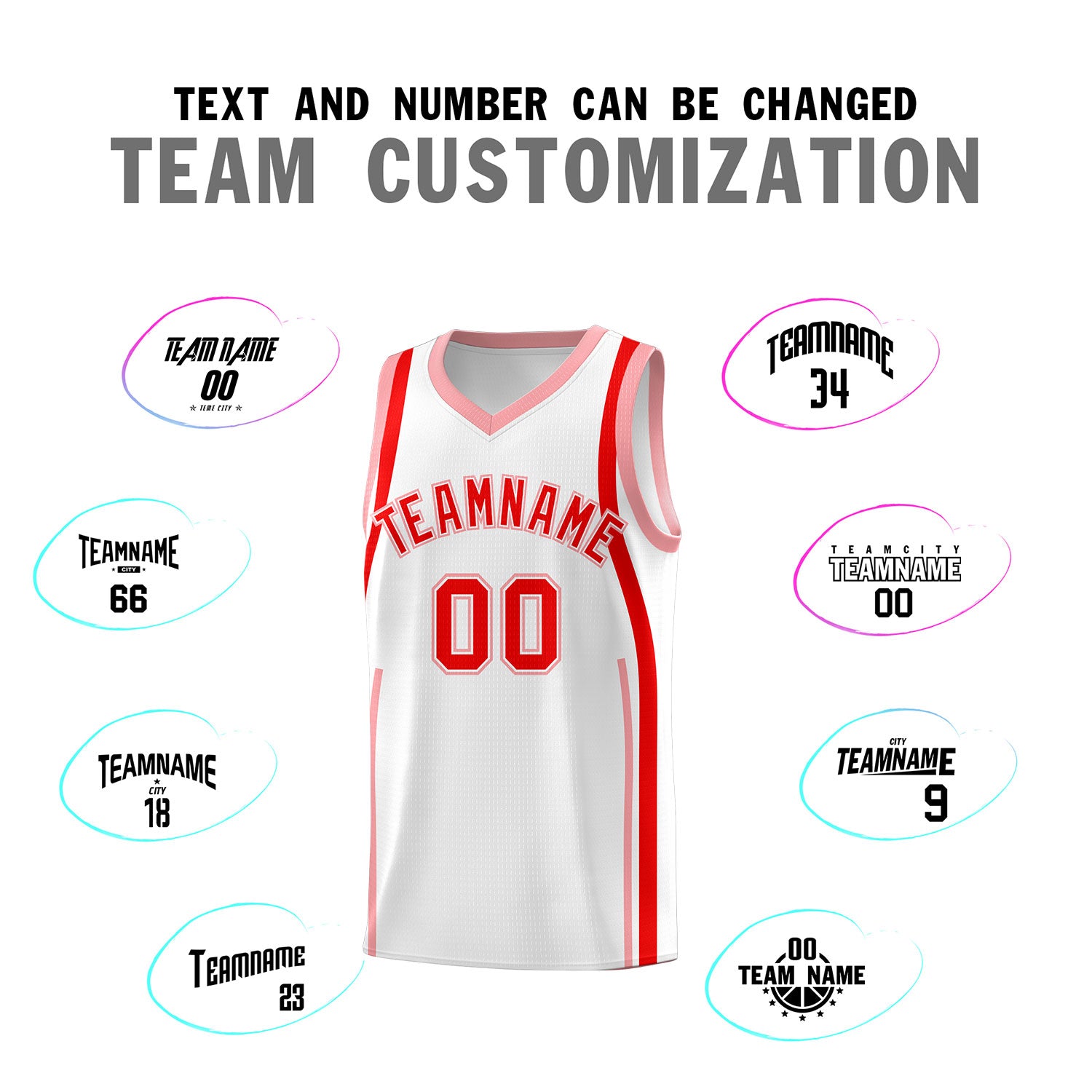 Custom White Light Red-Light Pink Ribbon Pattern Basketball Kits