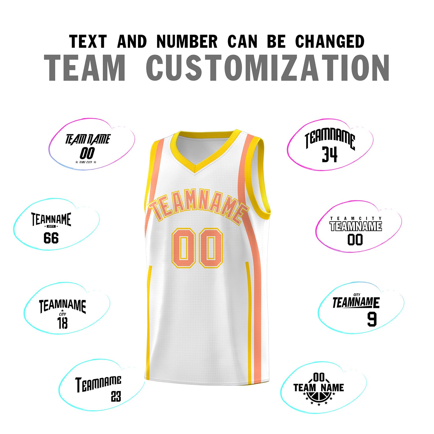 Custom White Light Orange-Gold Ribbon Pattern Basketball Kits