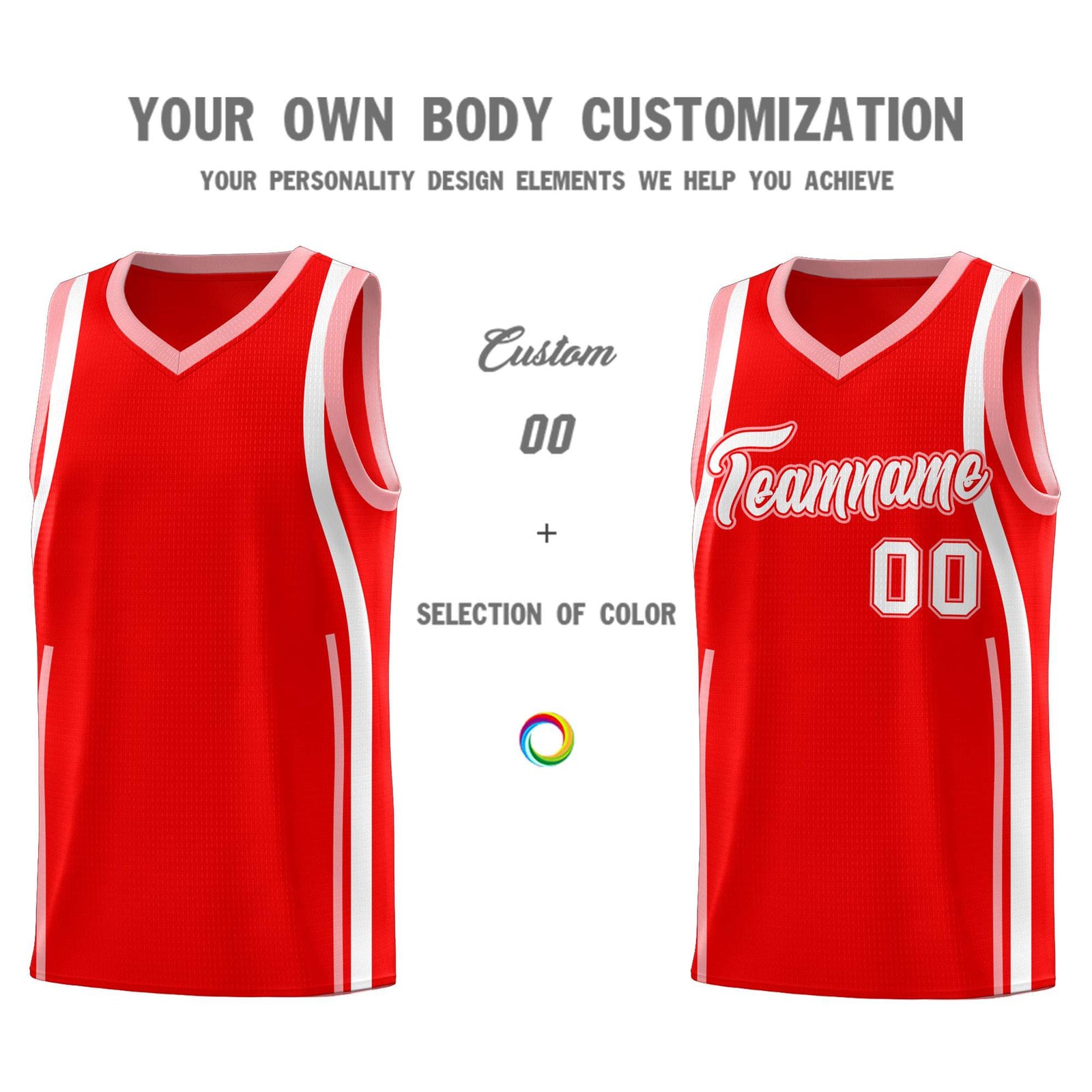 Custom Light Red Light Pink-White Ribbon Pattern Basketball Kits