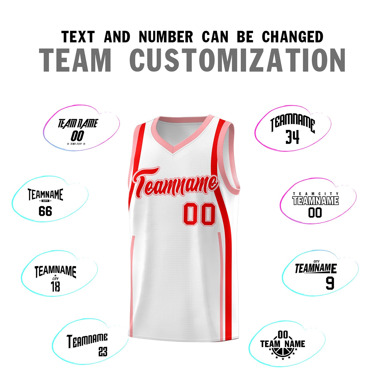 Custom White Light Red-Light Pink Ribbon Pattern Basketball Kits