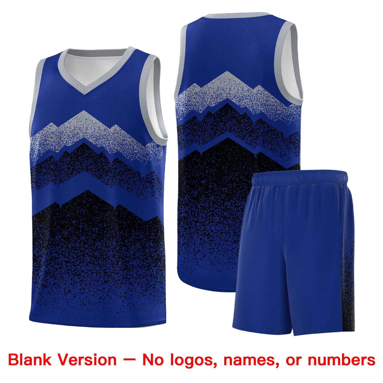 Personalized Youth Basketball Jerseys Royal Black Gradient Mountain Design Uniforms