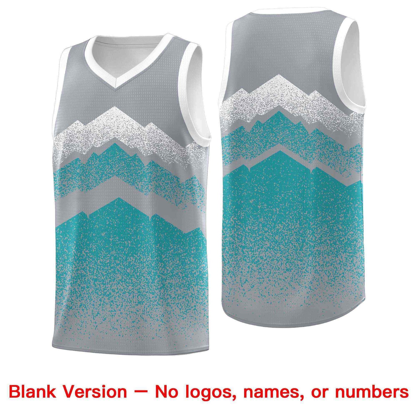 Personalized Youth Basketball Jerseys Silver Teal Gradient Mountain Design Uniforms