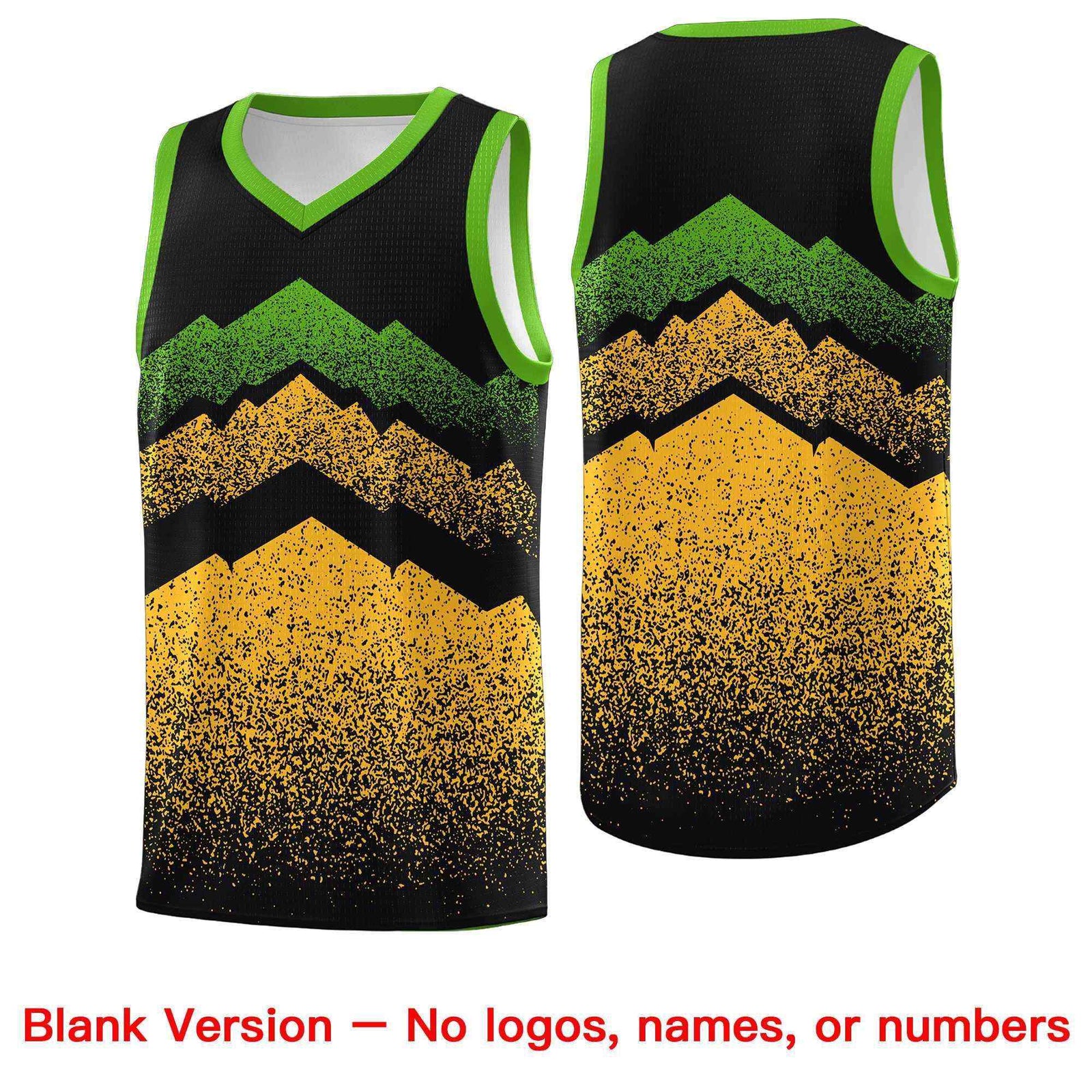 Personalized Youth Basketball Jerseys Black Gold Gradient Mountain Design Uniforms