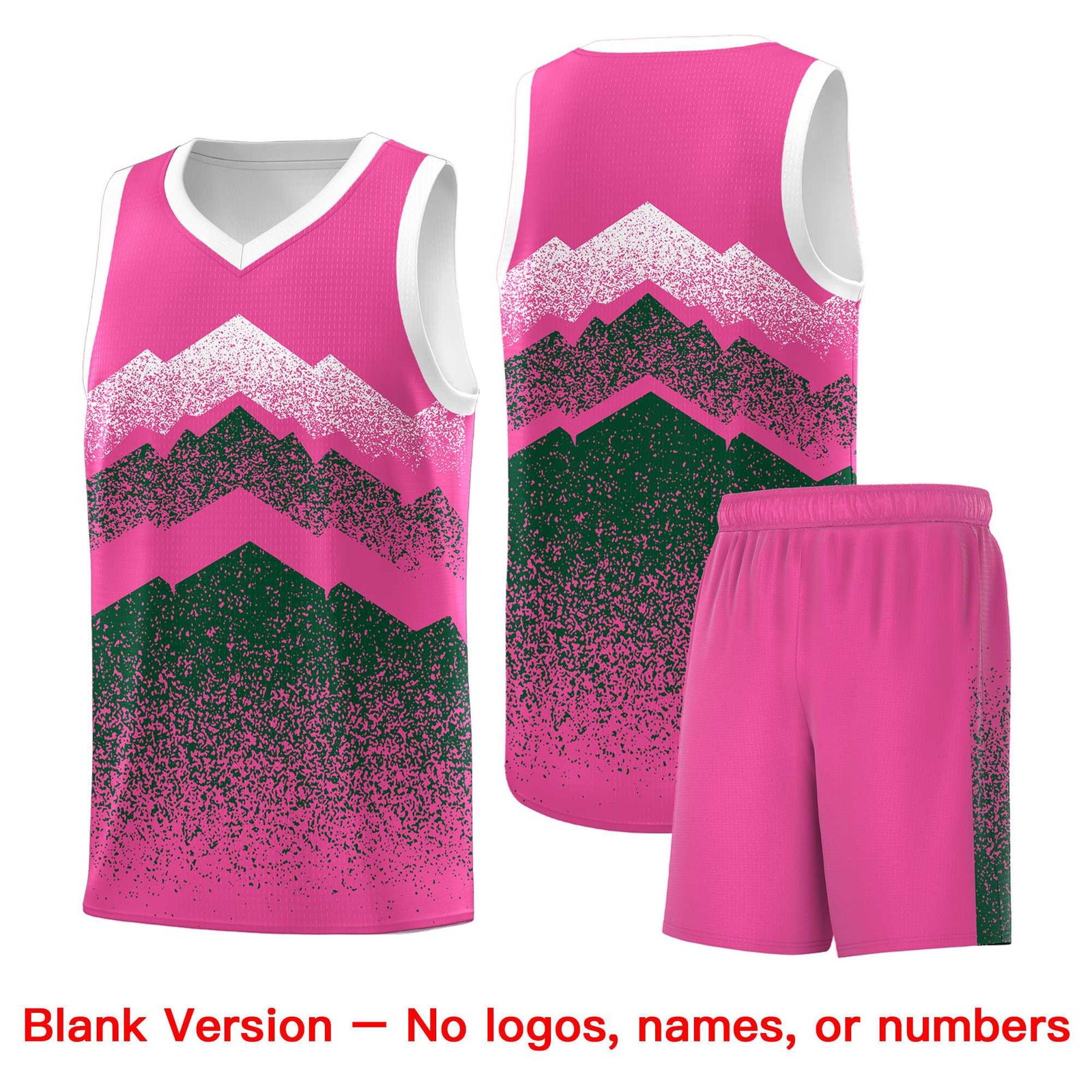 Personalized Youth Basketball Jerseys Pink Green Gradient Mountain Design Uniforms