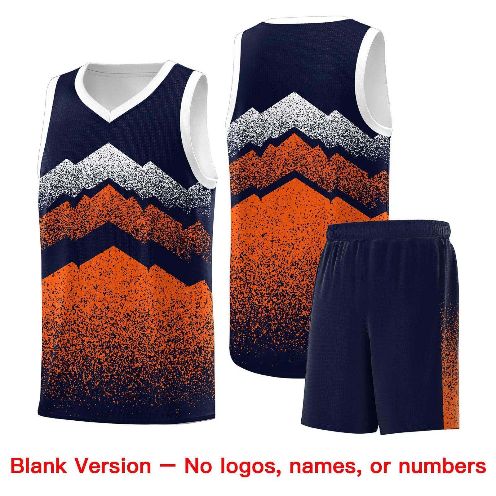 Personalized Youth Basketball Jerseys Navy Orange Gradient Mountain Design Uniforms