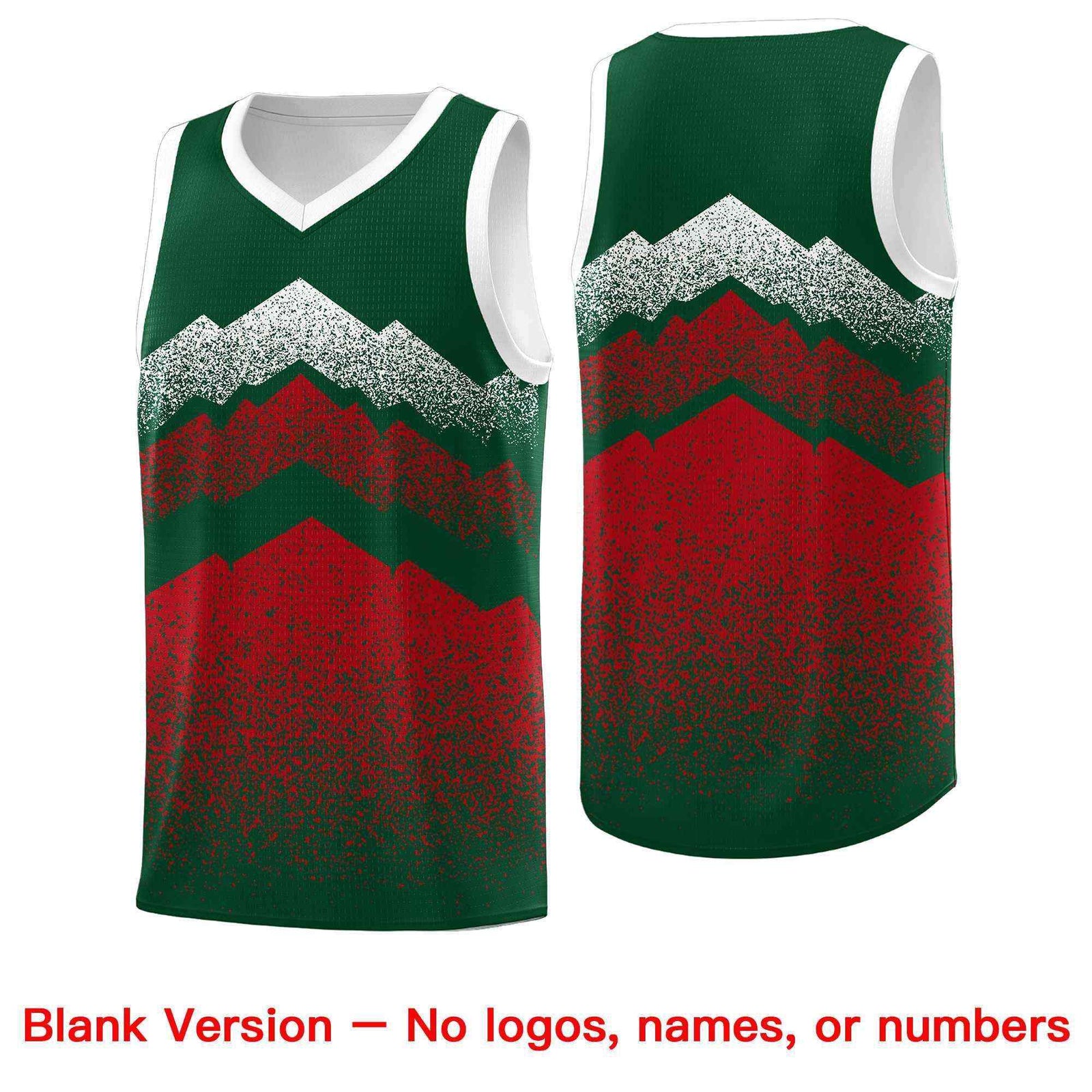 Personalized Youth Basketball Jerseys Green Red Gradient Mountain Design Uniforms