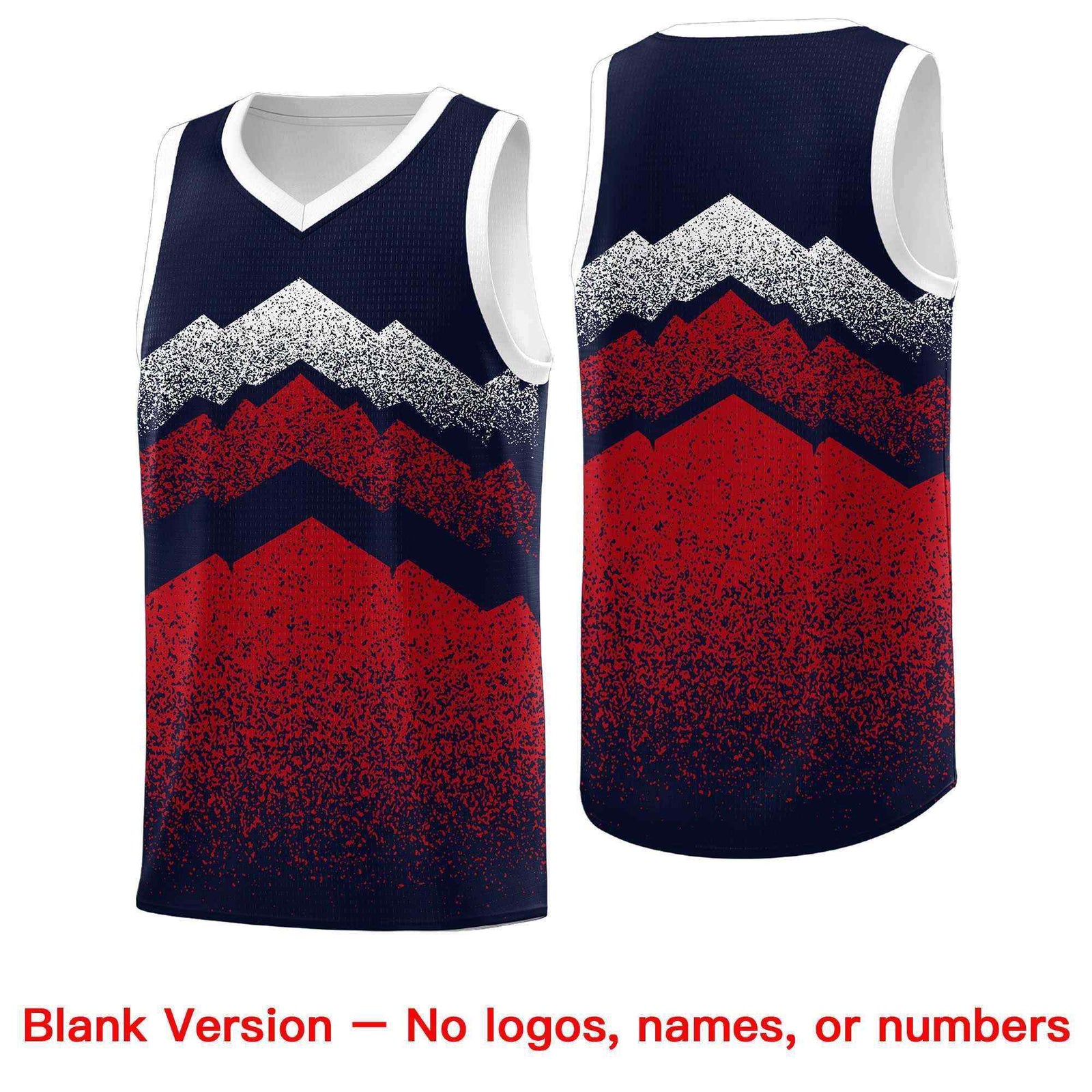 Personalized Youth Basketball Jerseys Navy Red Gradient Mountain Design Uniforms