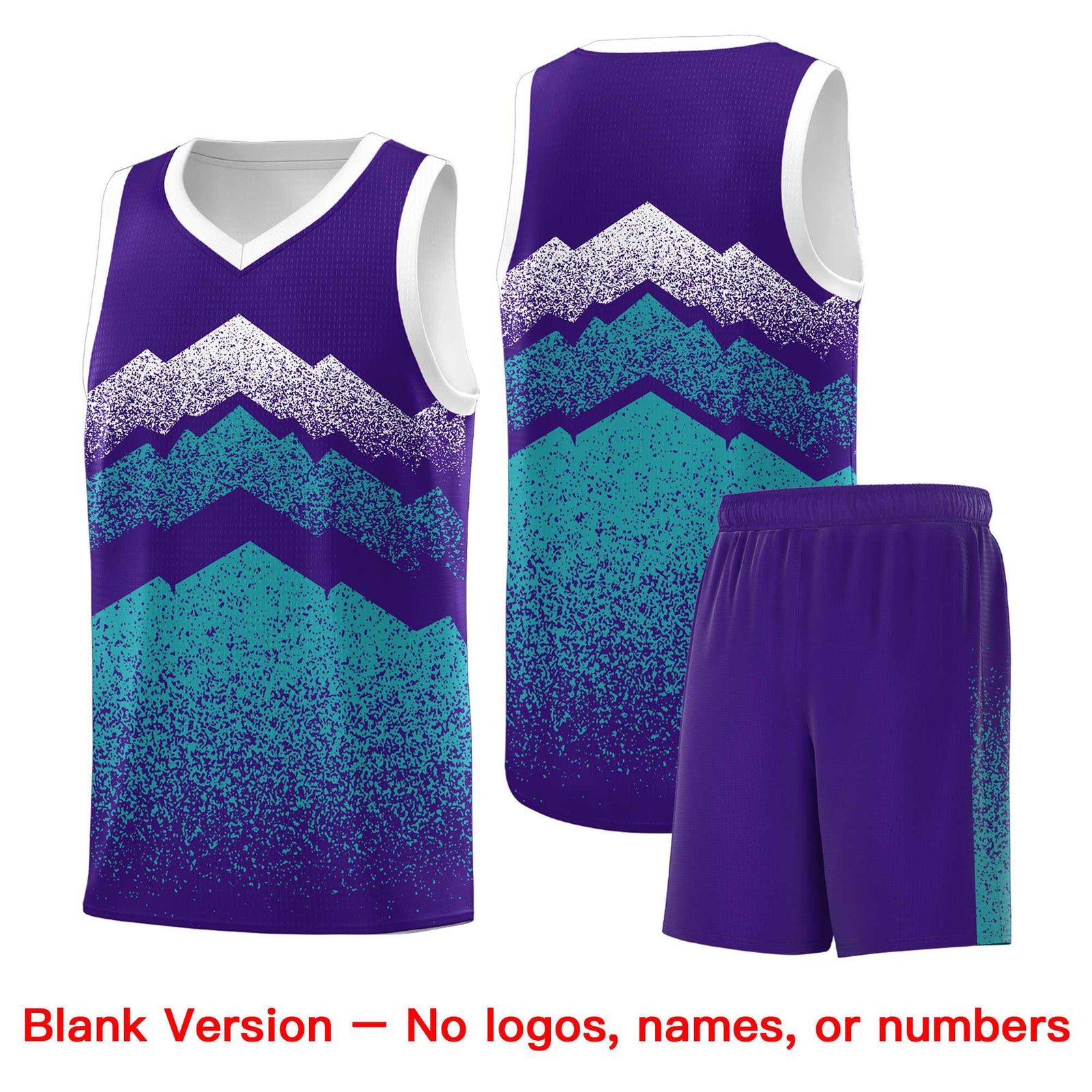 Personalized Youth Basketball Jerseys Purple Aqua Gradient Mountain Design Uniforms